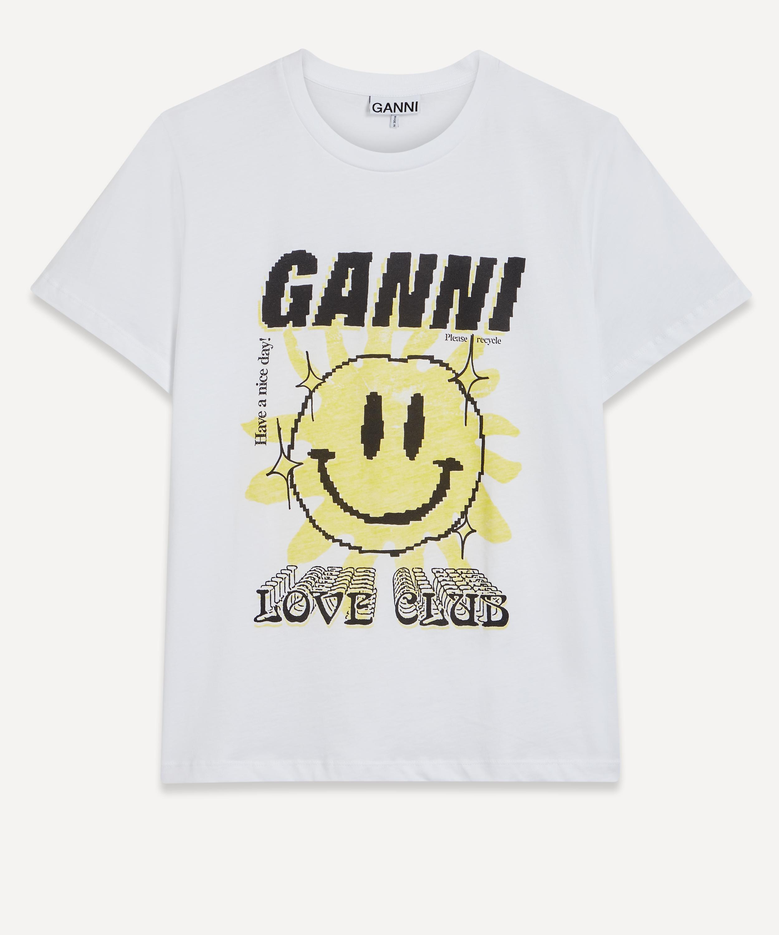 GANNI white Smiley Face T-Shirt