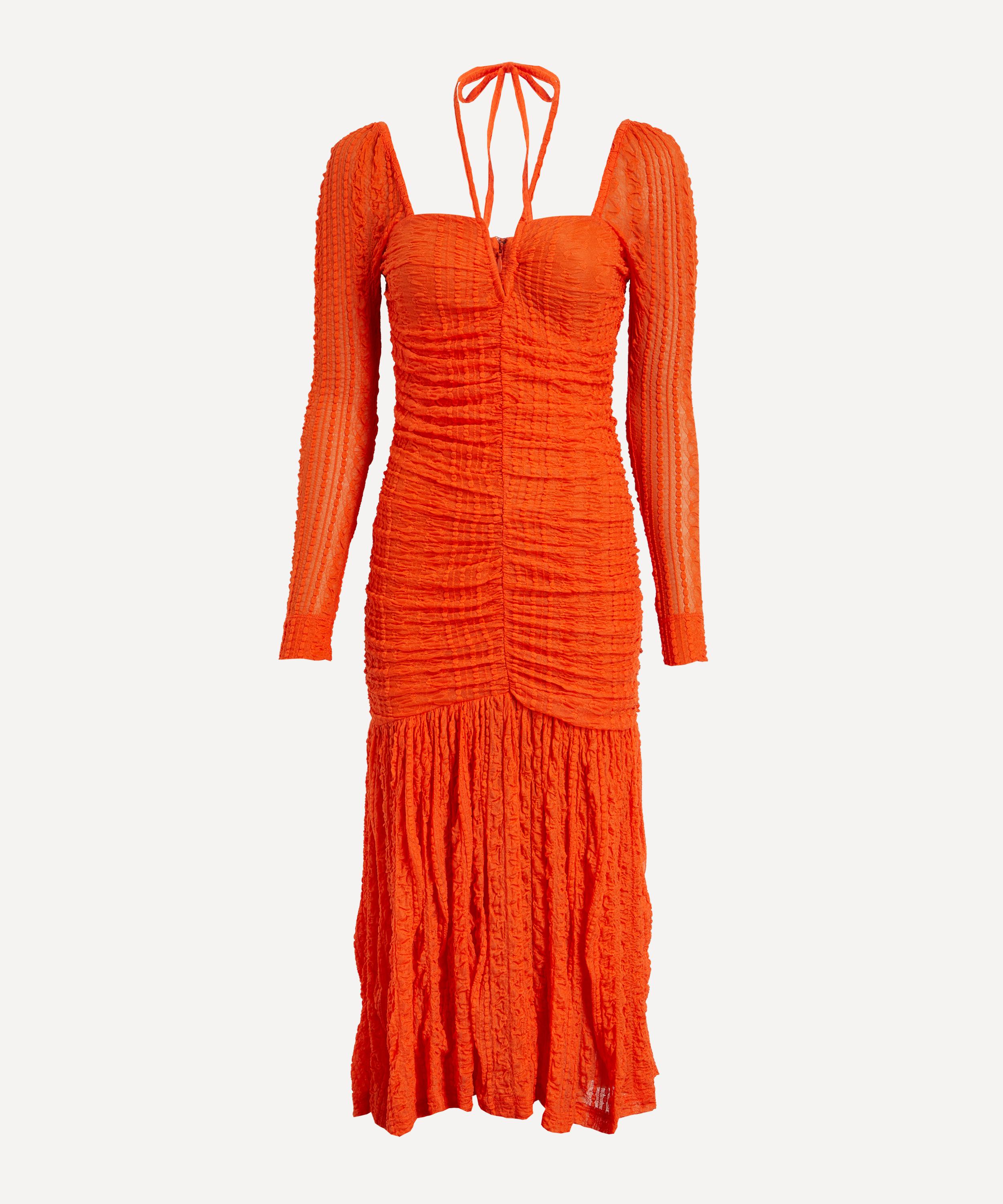 Ganni - Ruched Lace Jersey Dress image number 0