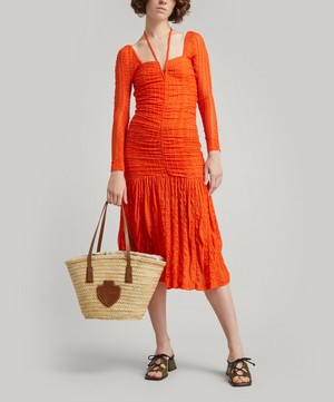 Ganni - Ruched Lace Jersey Dress image number 1