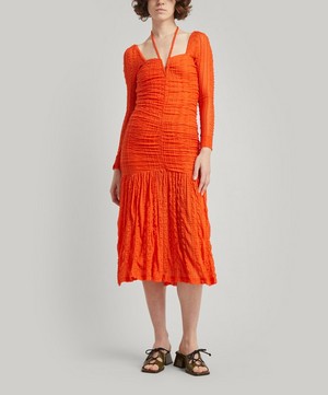 Ganni - Ruched Lace Jersey Dress image number 2