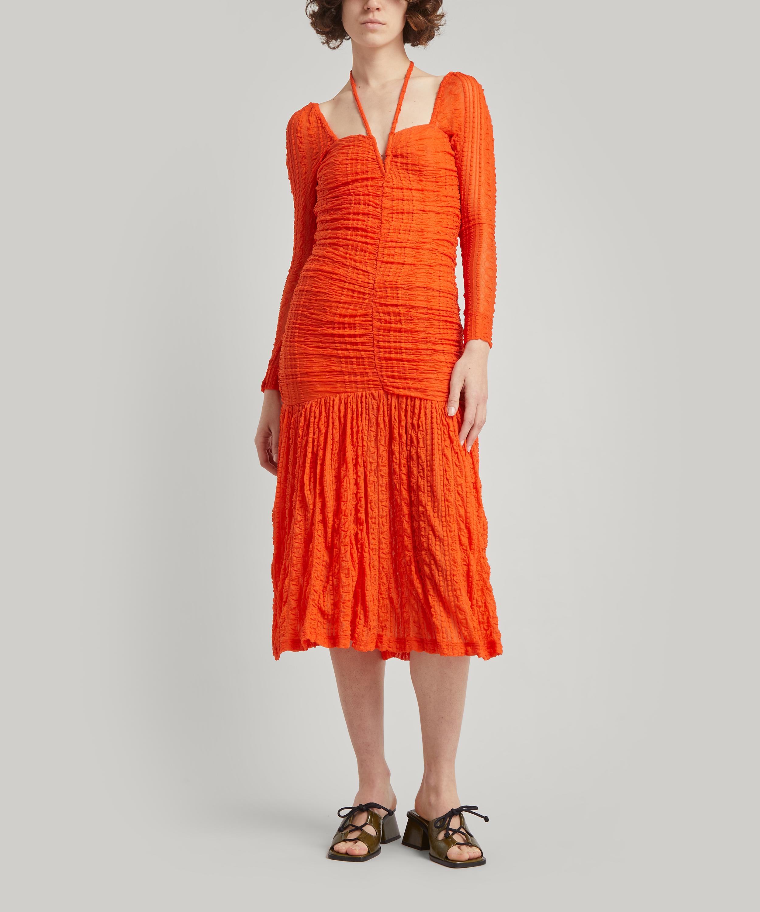 Ganni - Ruched Lace Jersey Dress image number 2