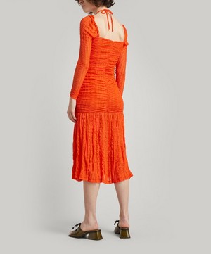 Ganni - Ruched Lace Jersey Dress image number 3
