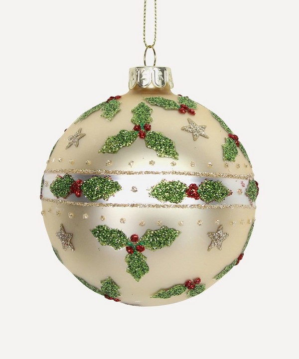 Christmas - Glitter Holly Stars Bauble image number null