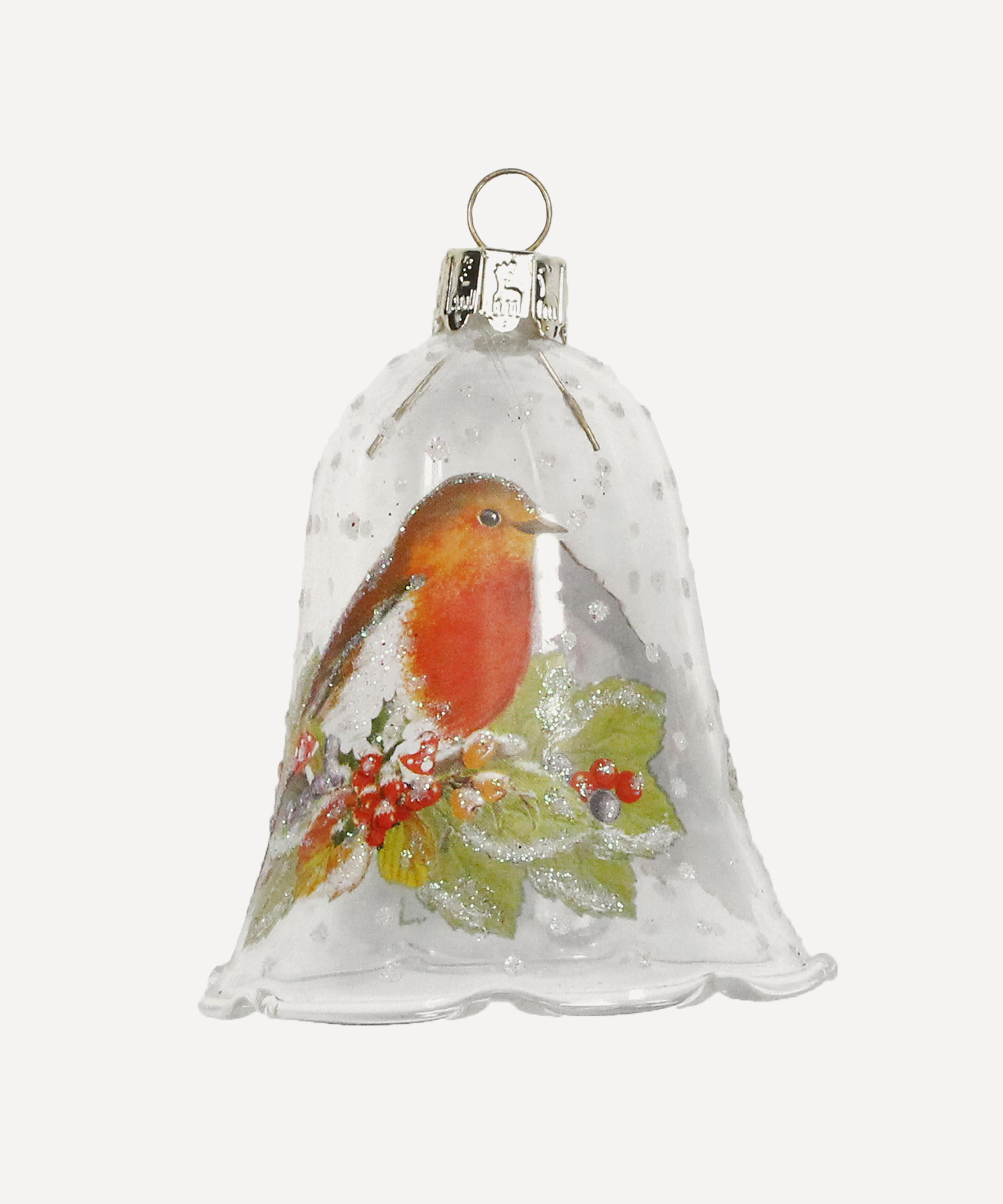 Christmas - Glass Robin Bell Bauble image number 0