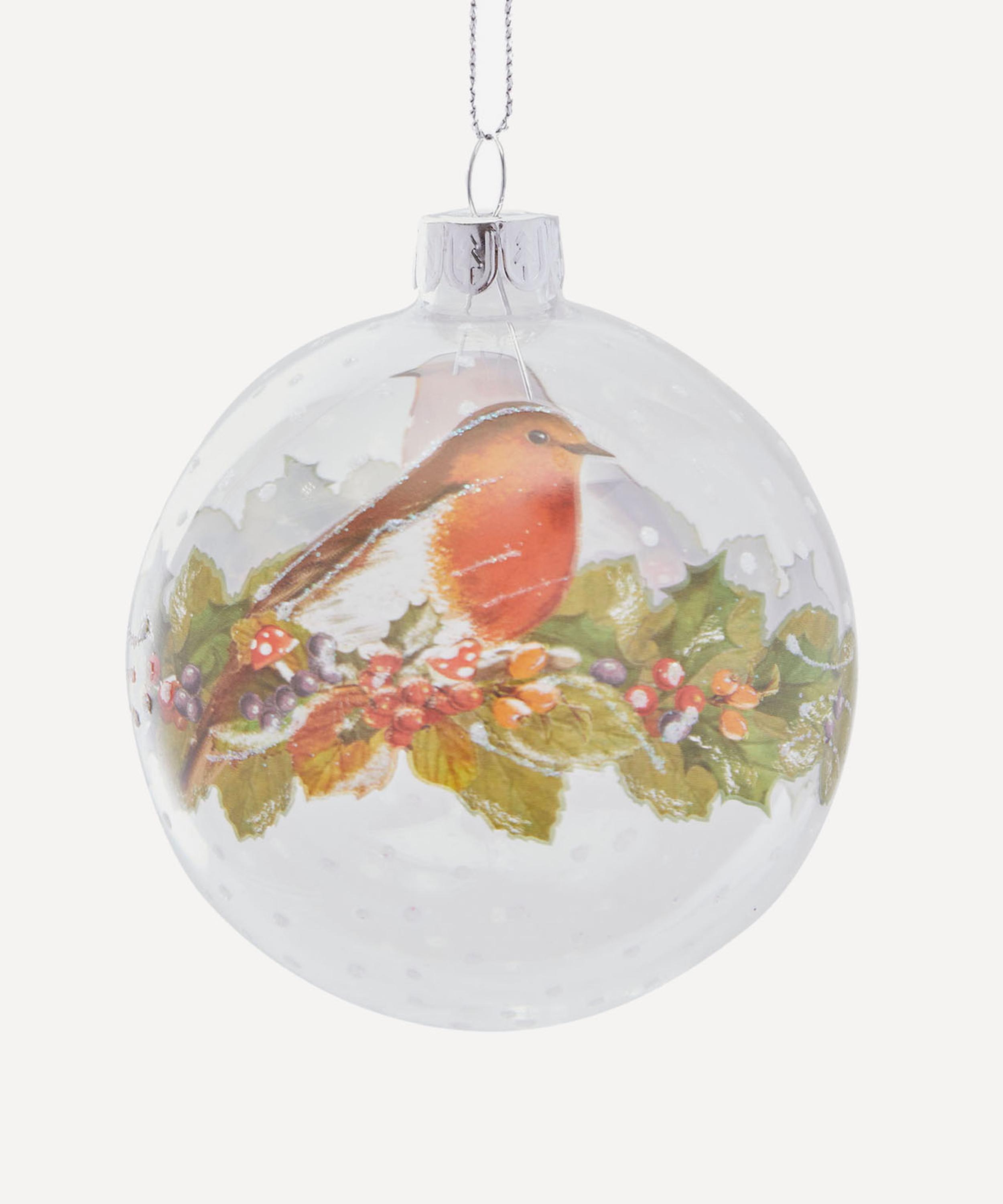 Christmas - Clear Glass Robin Bauble image number 0