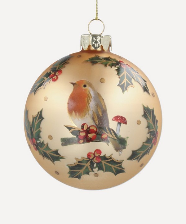 Christmas - Glass Robin and Holly Bauble image number null