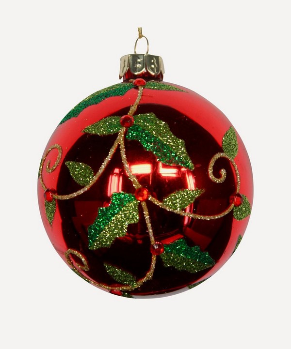 Christmas - Glass Spiral Holly Bauble image number null