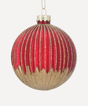 Christmas - Glass Two-Tone Ribbed Bauble image number 0