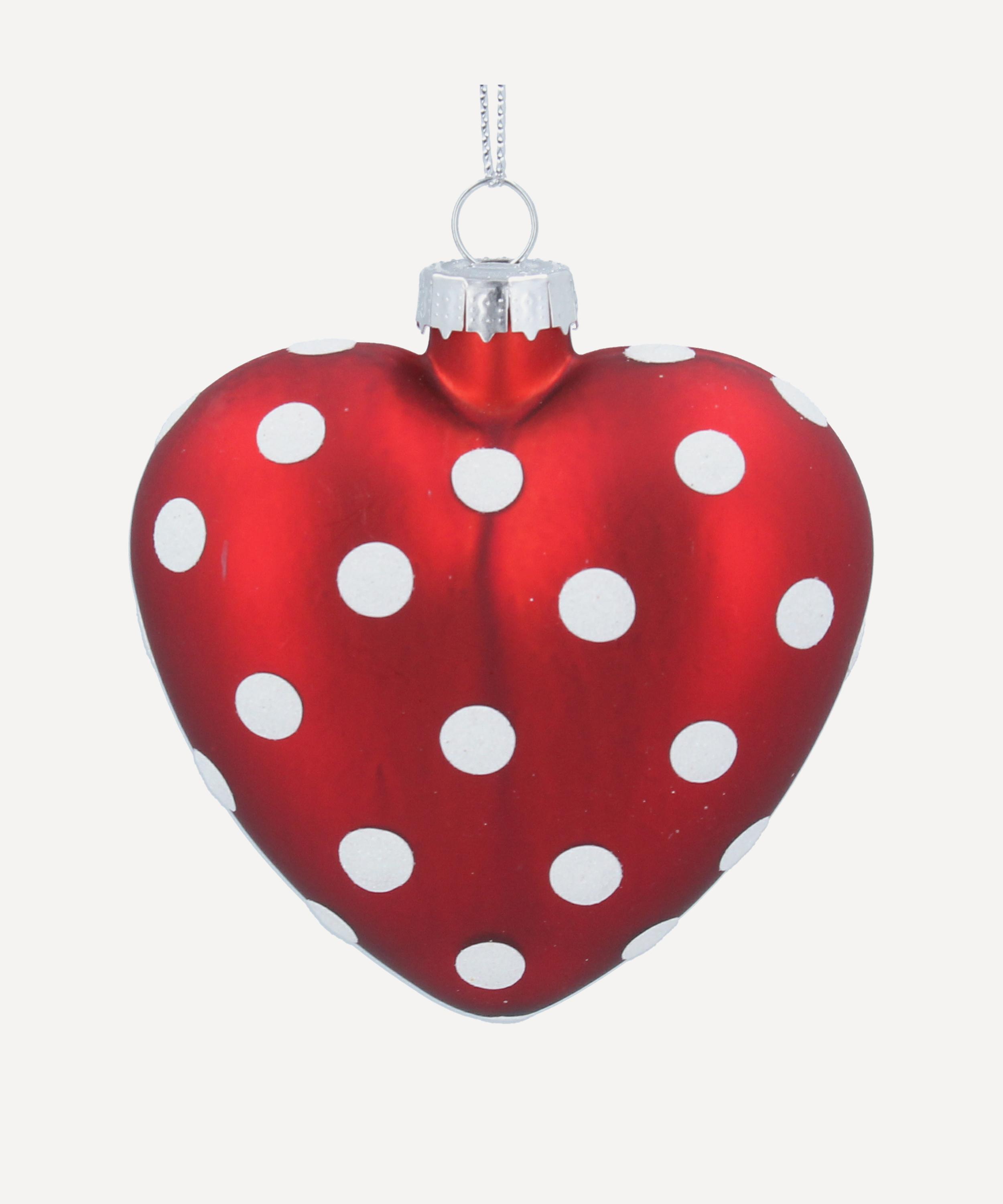 Christmas - Glass Polka Dot Heart Bauble image number 0