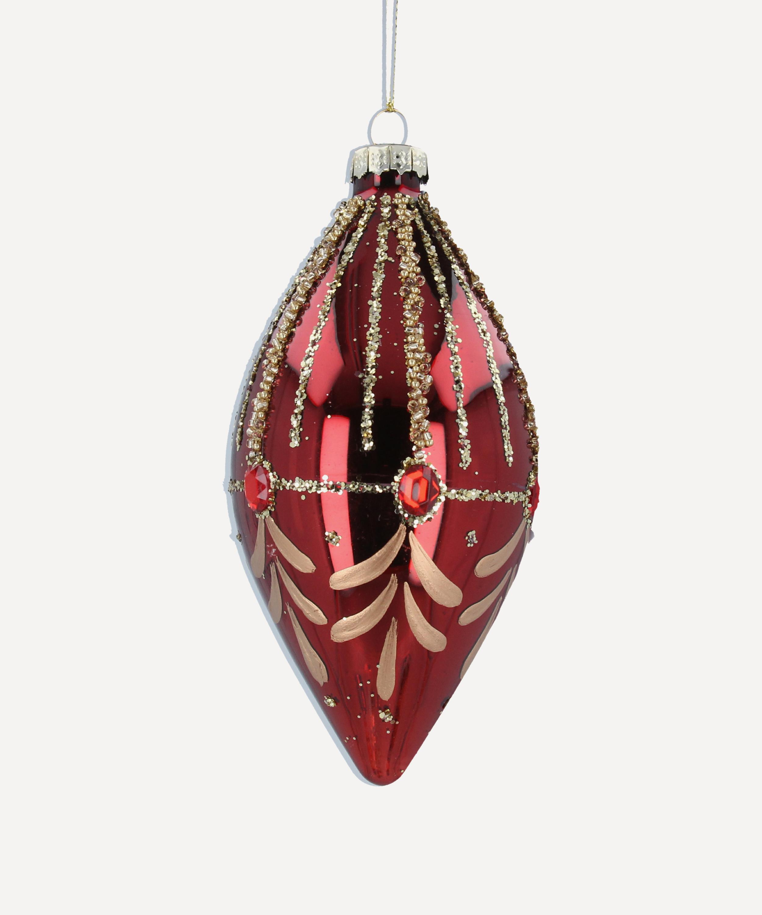 Christmas - Glass Diamanté Teardrop Bauble image number 0