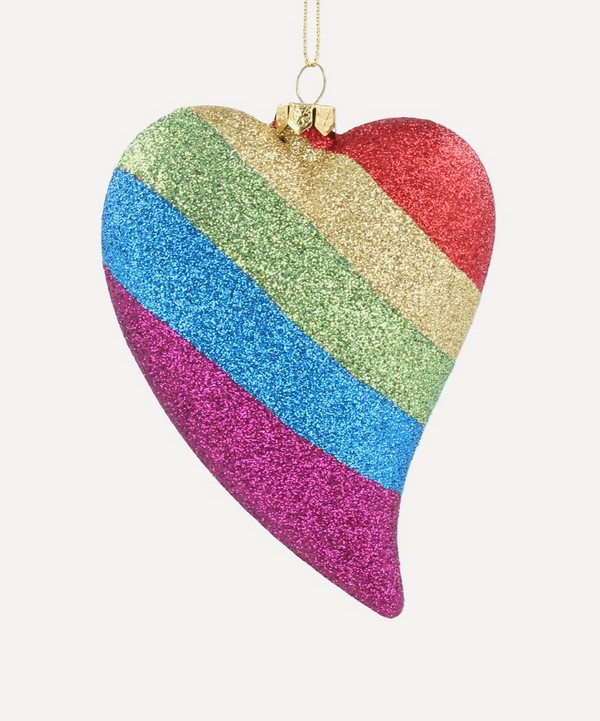 Christmas - Rainbow Glitter Heart Ornament image number null