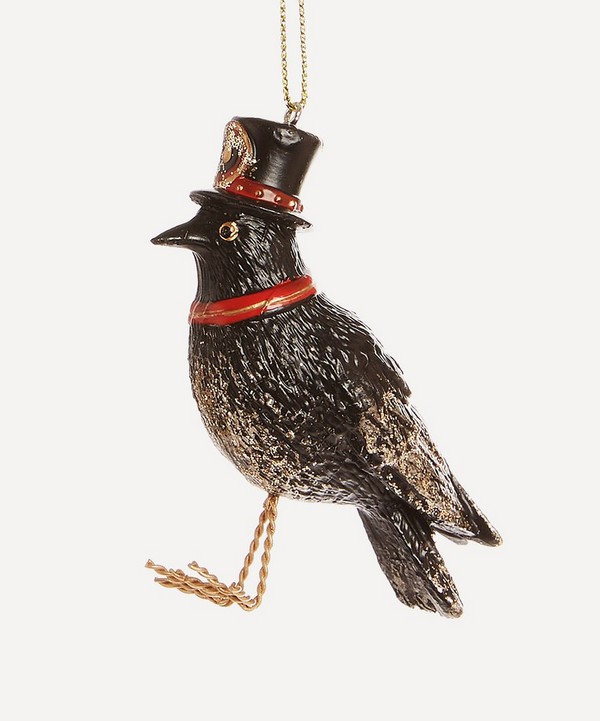 Christmas - Raven with Top Hat Tree Ornament image number null