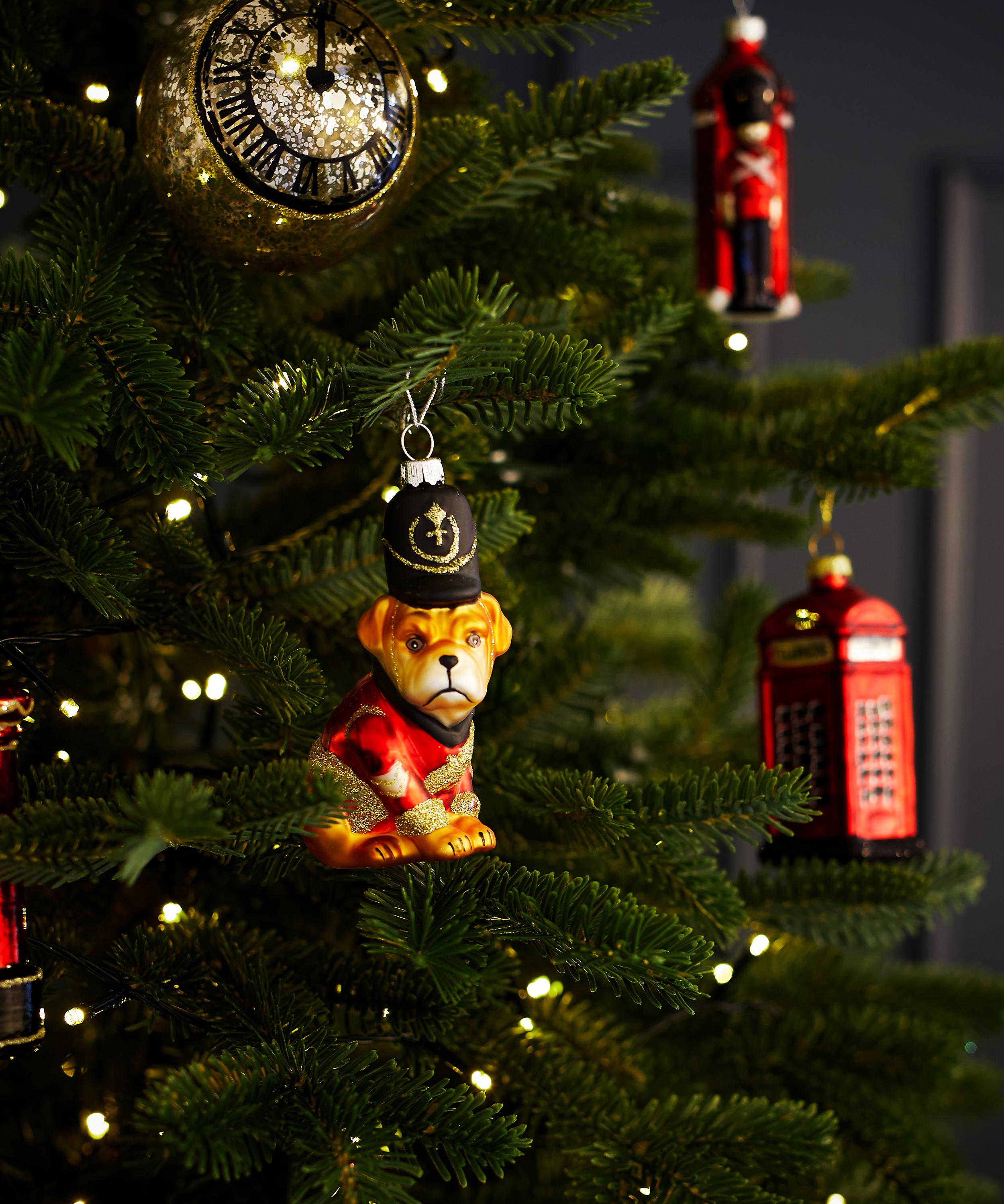 Christmas Glass Bulldog Soldier Ornament Liberty