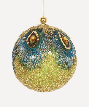 Christmas - Beaded Peacock Bauble image number 0