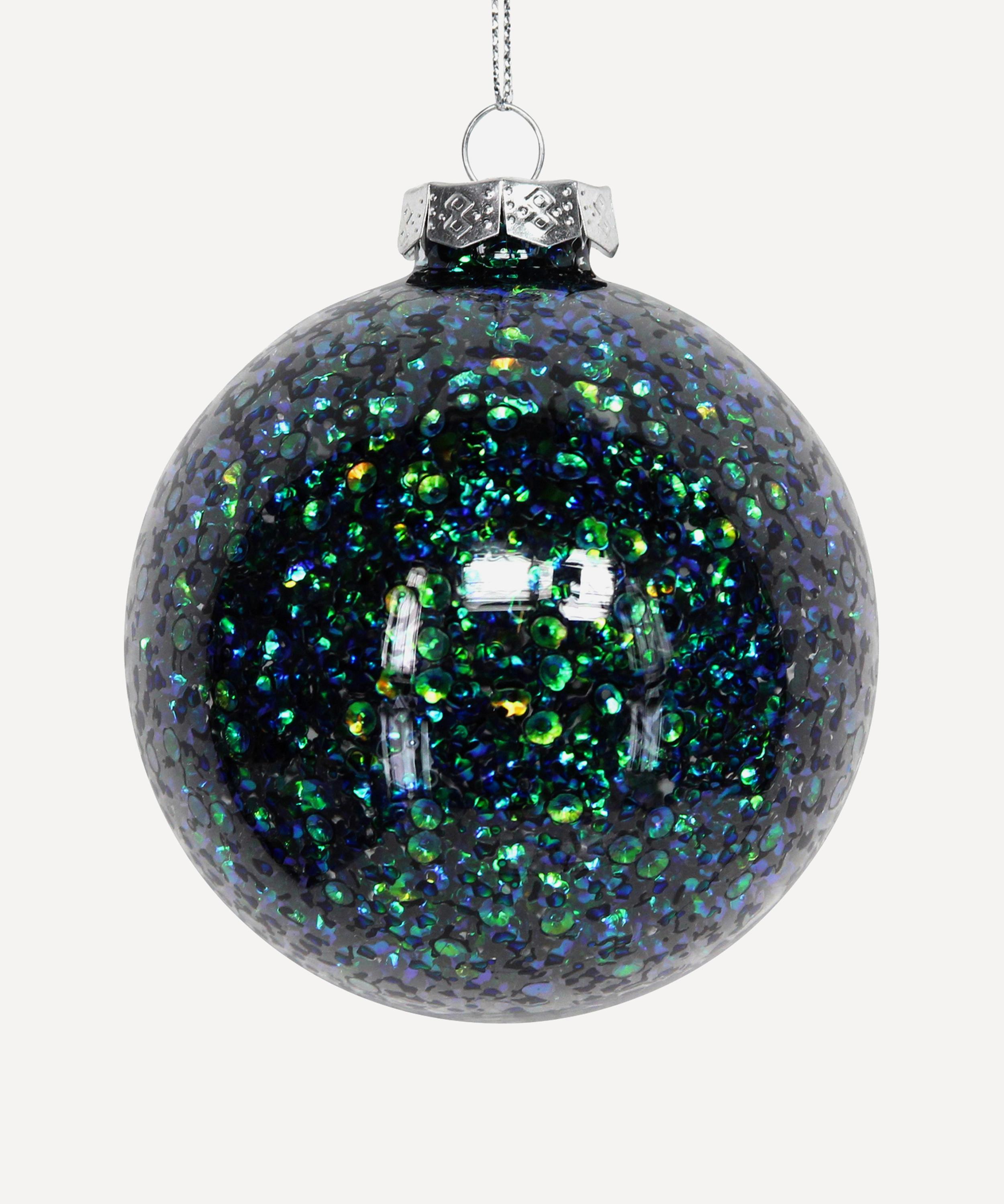Christmas - Peacock Glitter Glass Bauble image number 0