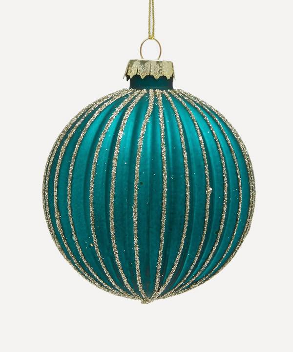 Christmas - Gold Glitter Striped Bauble