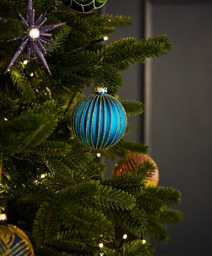 Christmas - Gold Glitter Striped Bauble image number 1