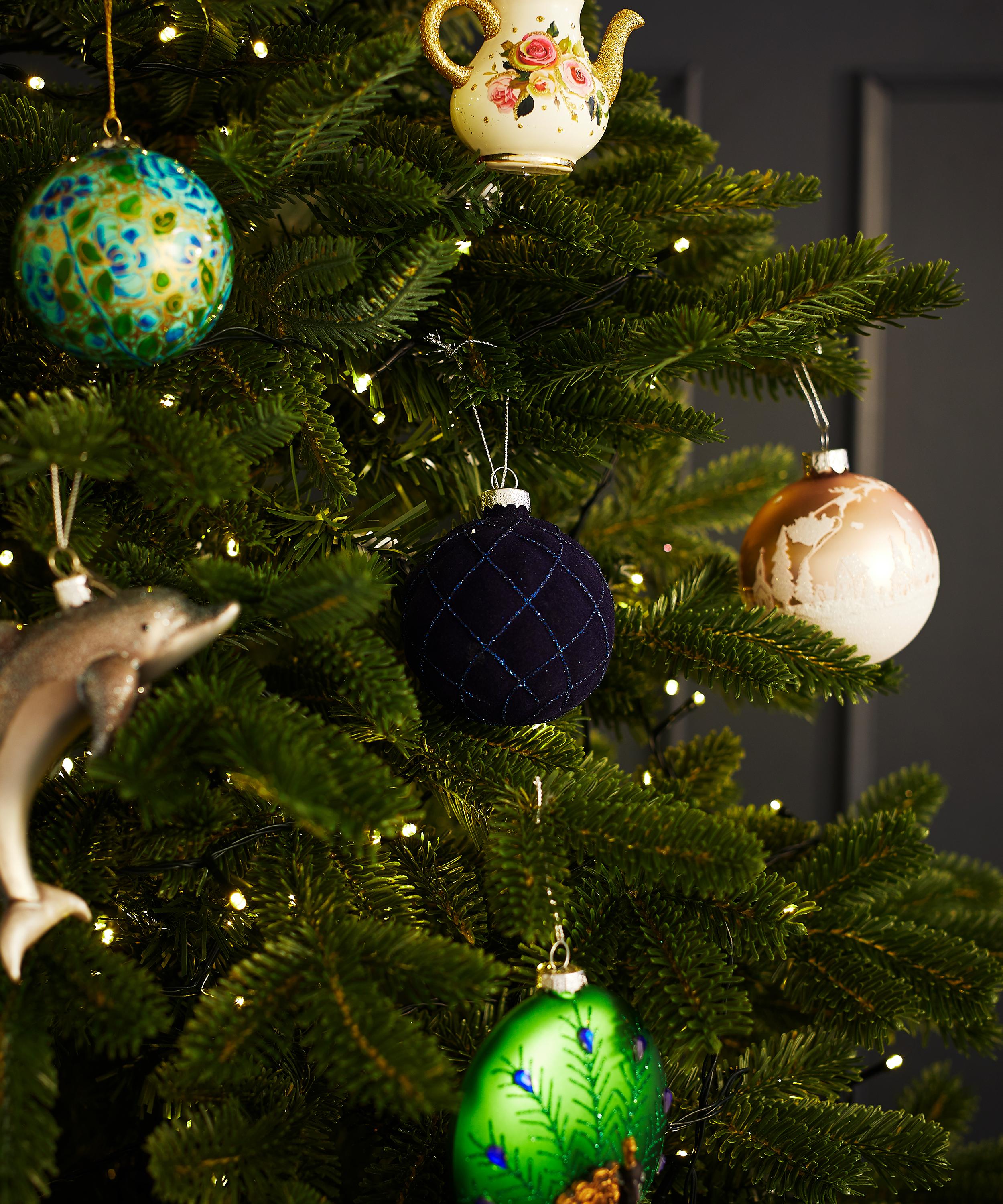 Christmas - Glass Flocked Harlequin Bauble image number 1