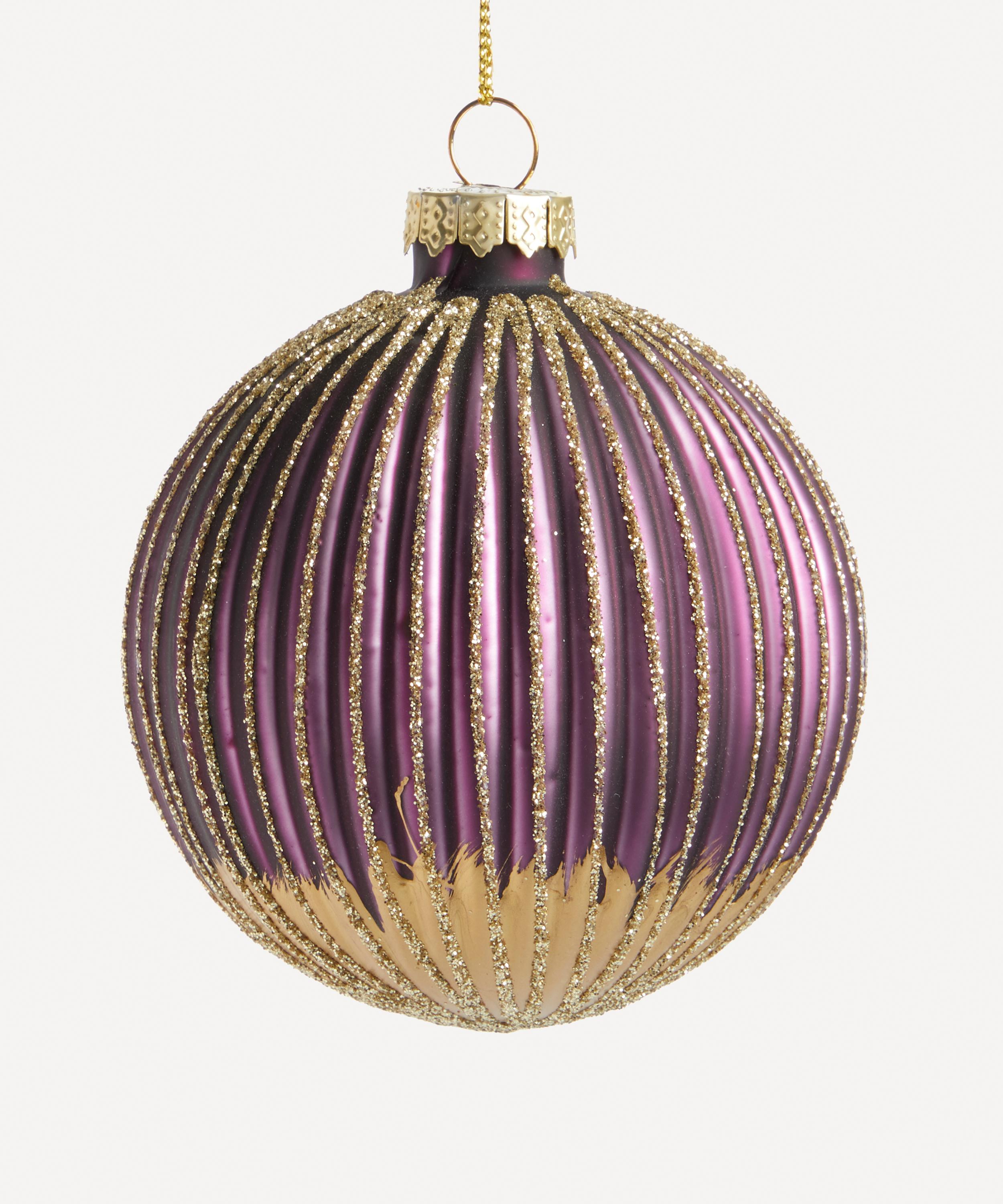 Christmas - Glass Two-Tone Ribbed Bauble image number 0