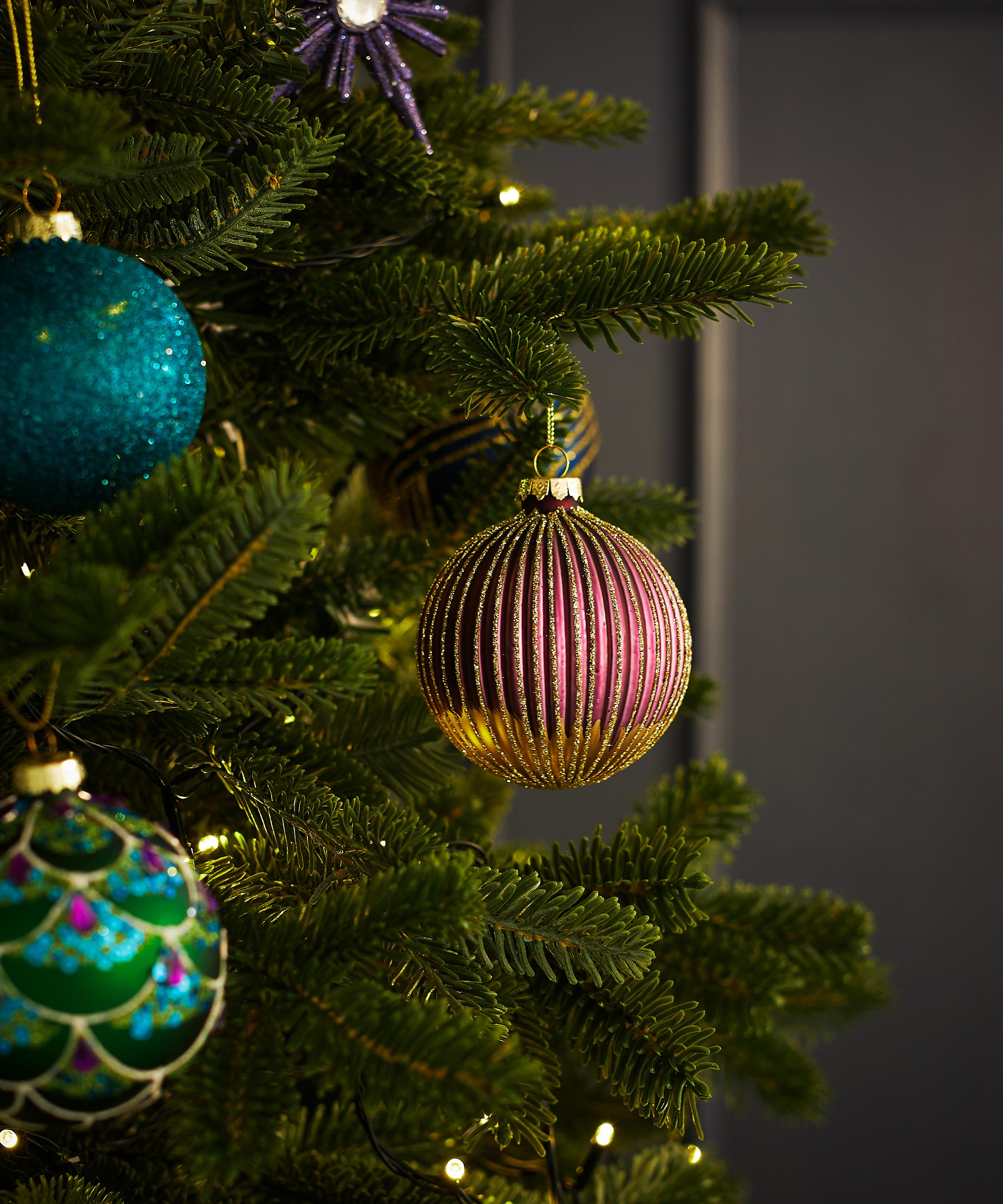 Christmas - Glass Two-Tone Ribbed Bauble image number 1