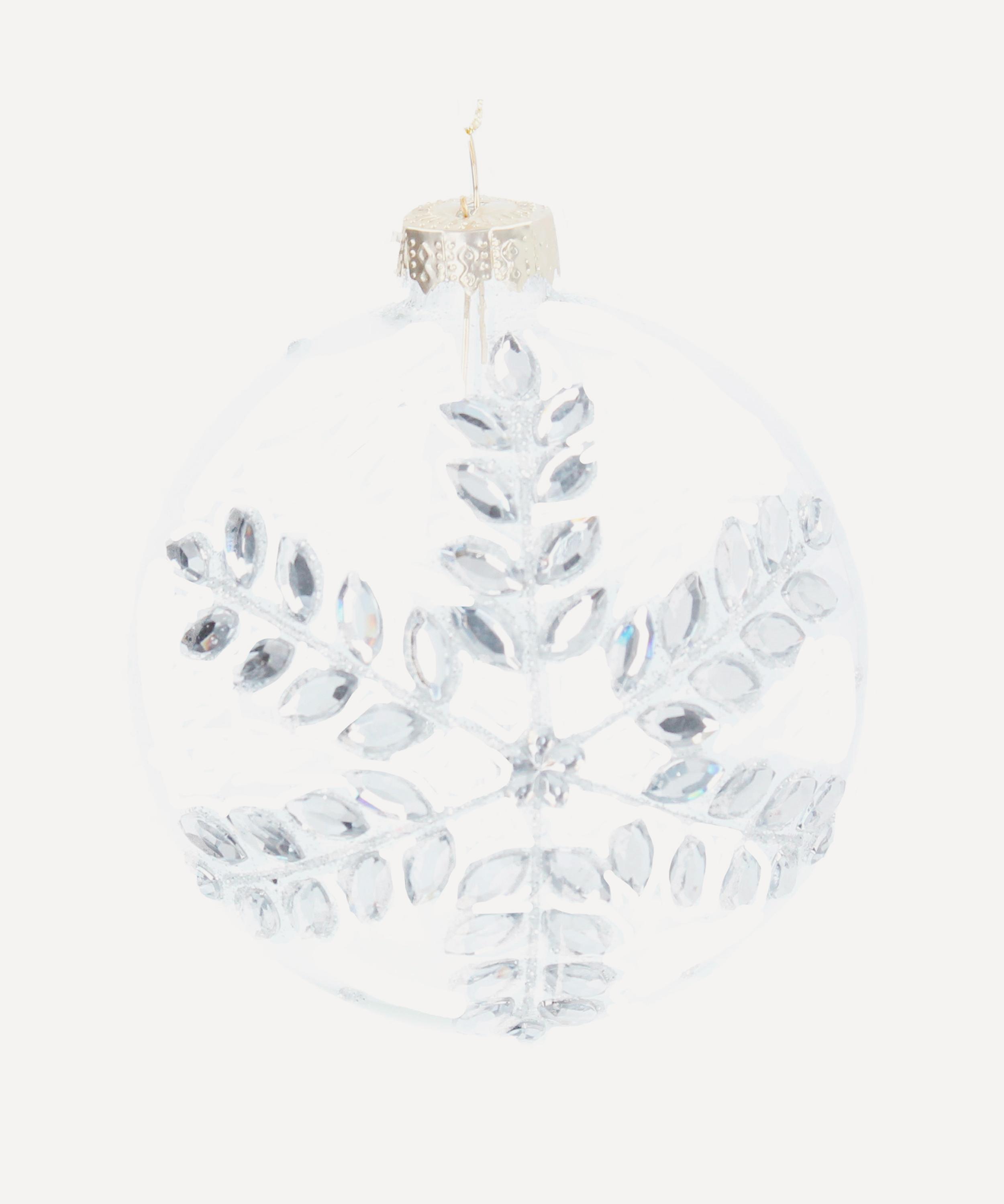 Christmas - Clear Glass Diamanté Snowflake Bauble image number 0