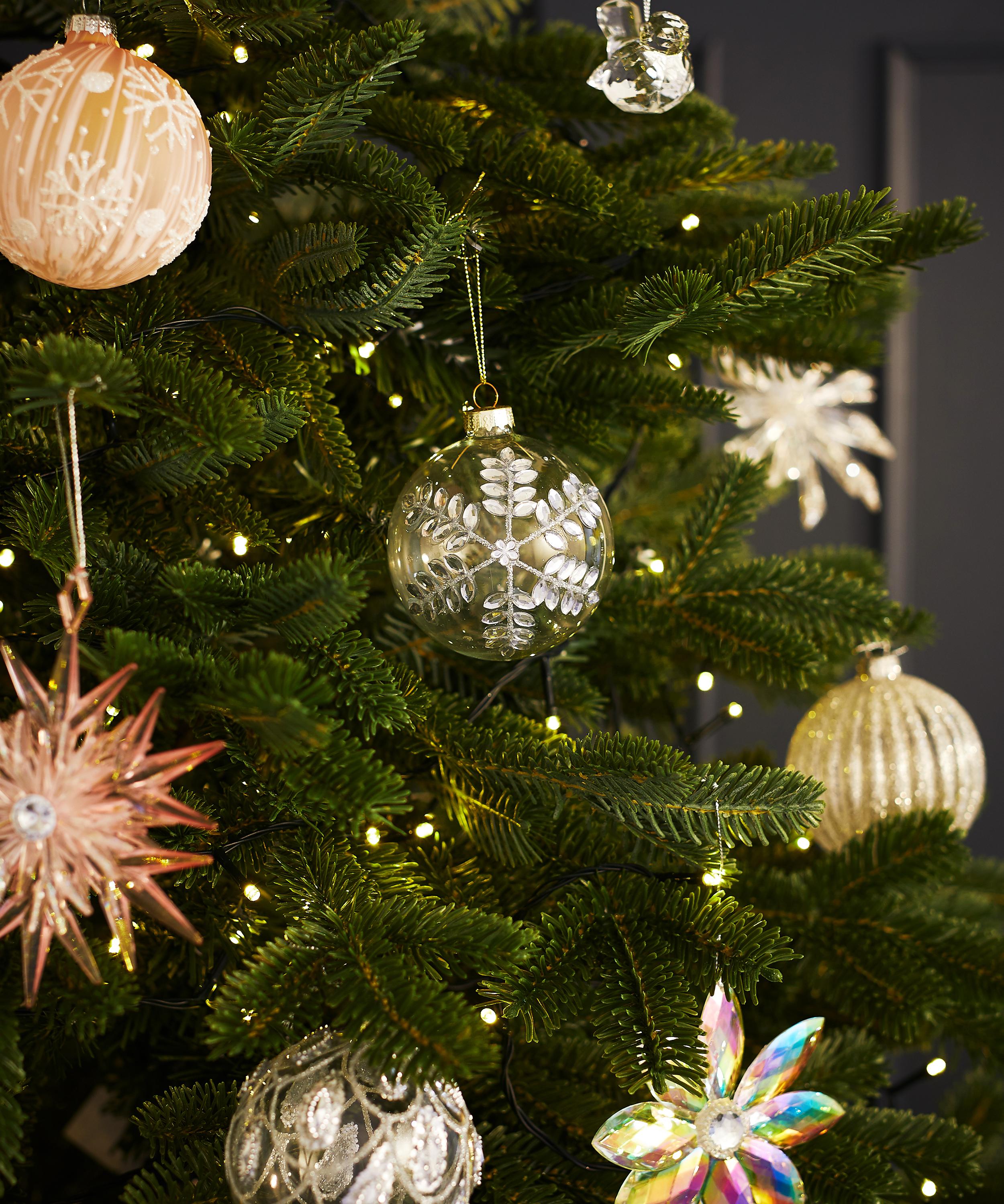 Christmas - Clear Glass Diamanté Snowflake Bauble image number 1