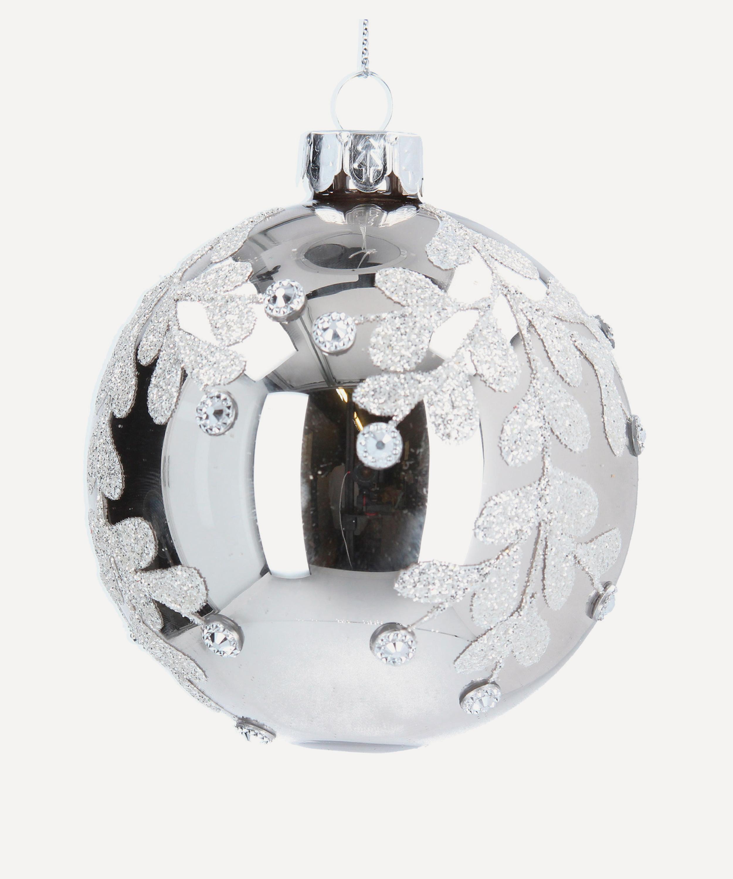 Christmas - Glass Diamanté Leaf Bauble image number 0