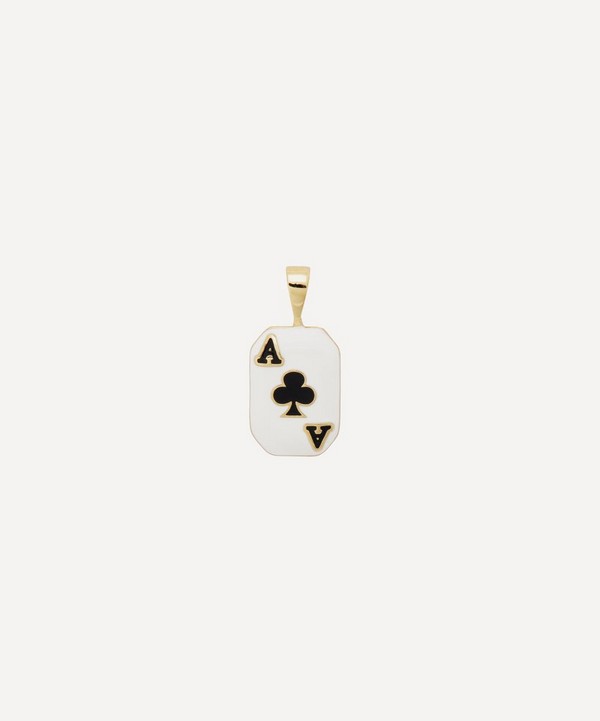 Anna + Nina - Gold-Plated Ace of Clubs Enamel Necklace Charm image number null