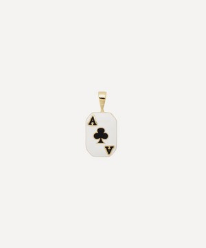 Anna + Nina - Gold-Plated Ace of Clubs Enamel Necklace Charm image number 0