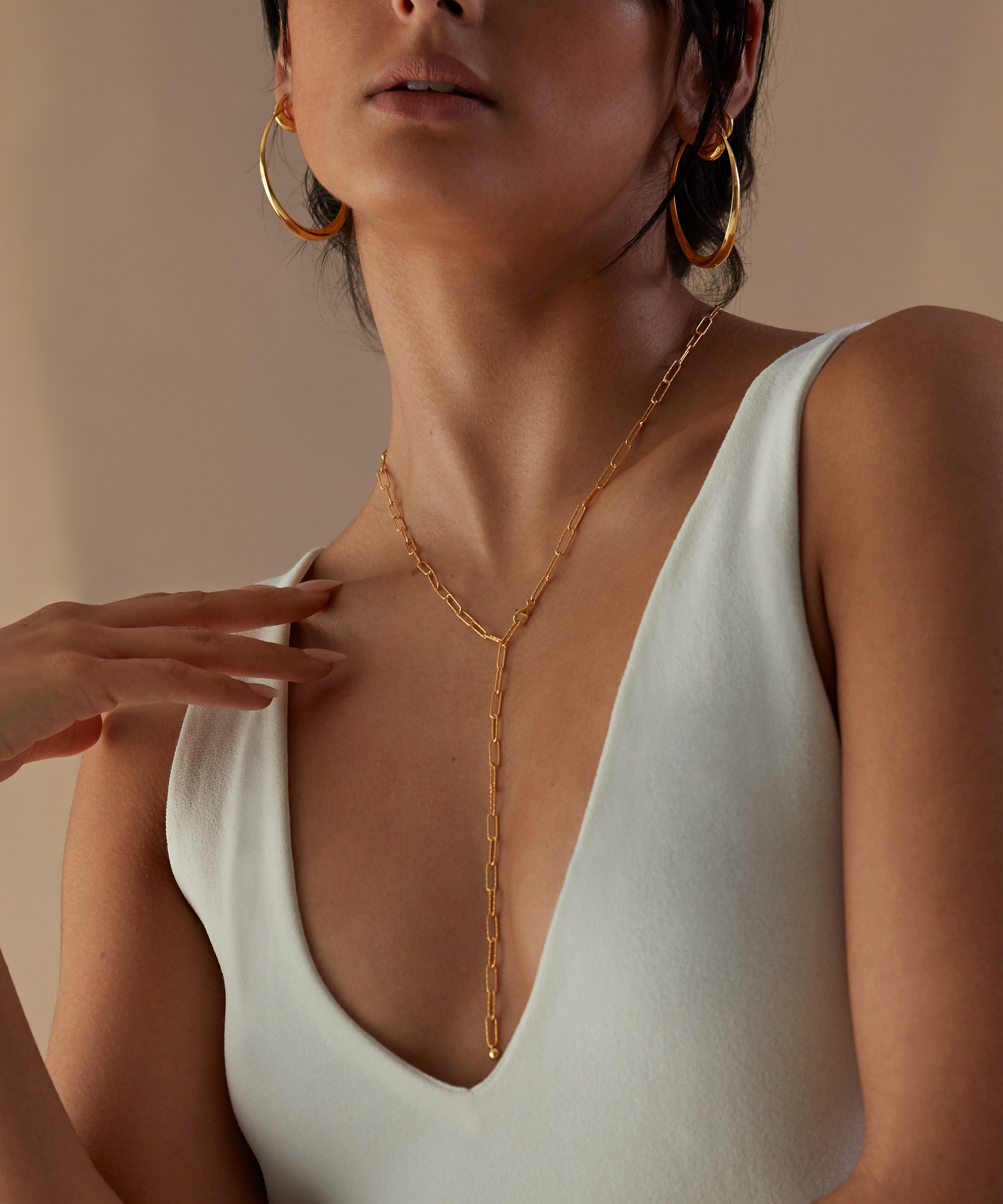 Monica Vinader - 18ct Gold Plated Vermeil Silver 24" Alta Textured Chain Necklace image number 2