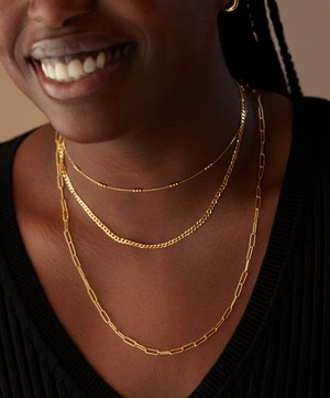 Monica Vinader - 18ct Gold Plated Vermeil Silver 24" Alta Textured Chain Necklace image number 3