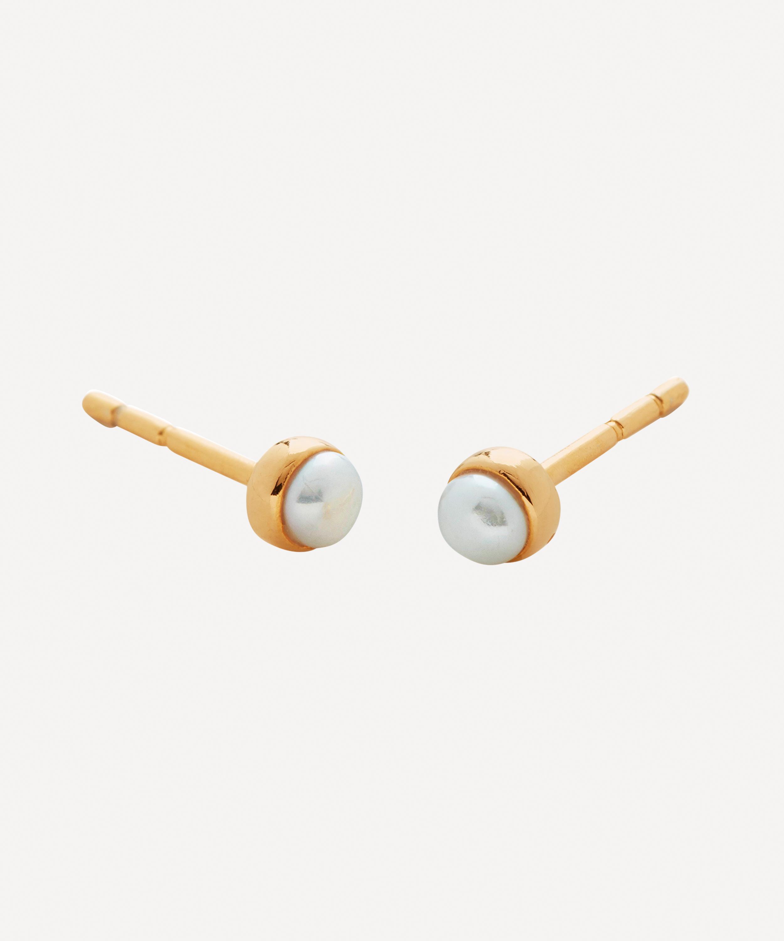 Monica Vinader - 18ct Gold Plated Vermeil Silver Mini Pearl Stud Earrings image number 0
