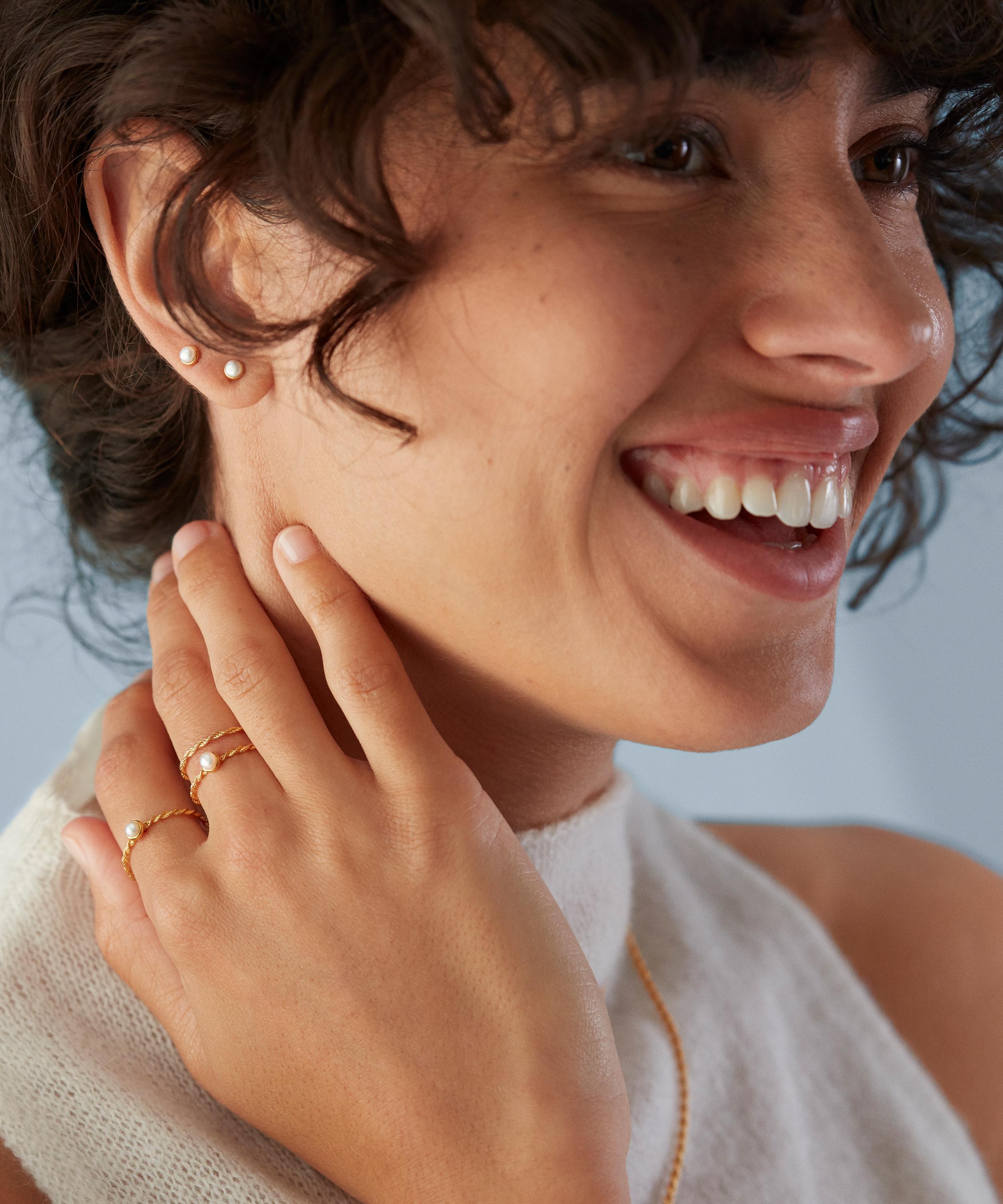 Monica Vinader - 18ct Gold Plated Vermeil Silver Mini Pearl Stud Earrings image number 1