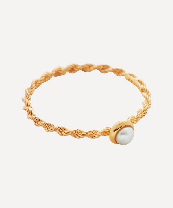 Monica Vinader - 18ct Gold Plated Vermeil Silver Corda Skinny Pearl Ring image number null