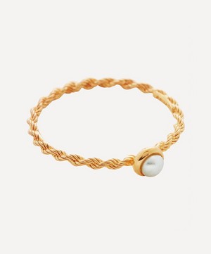 Monica Vinader - 18ct Gold Plated Vermeil Silver Corda Skinny Pearl Ring image number 0