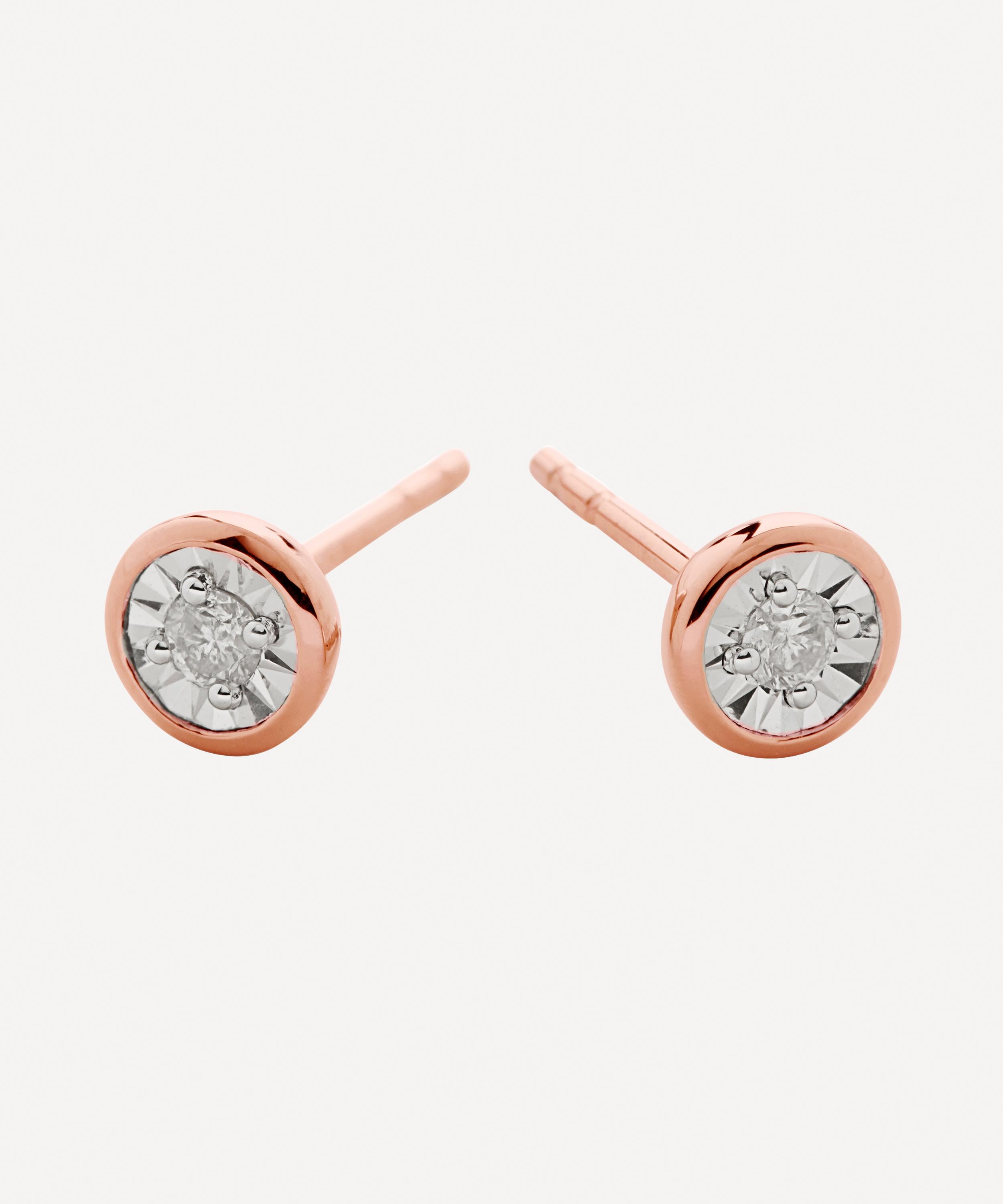 Monica Vinader - 18ct Rose Gold Plated Vermeil Silver Diamond Essential Stud Earrings