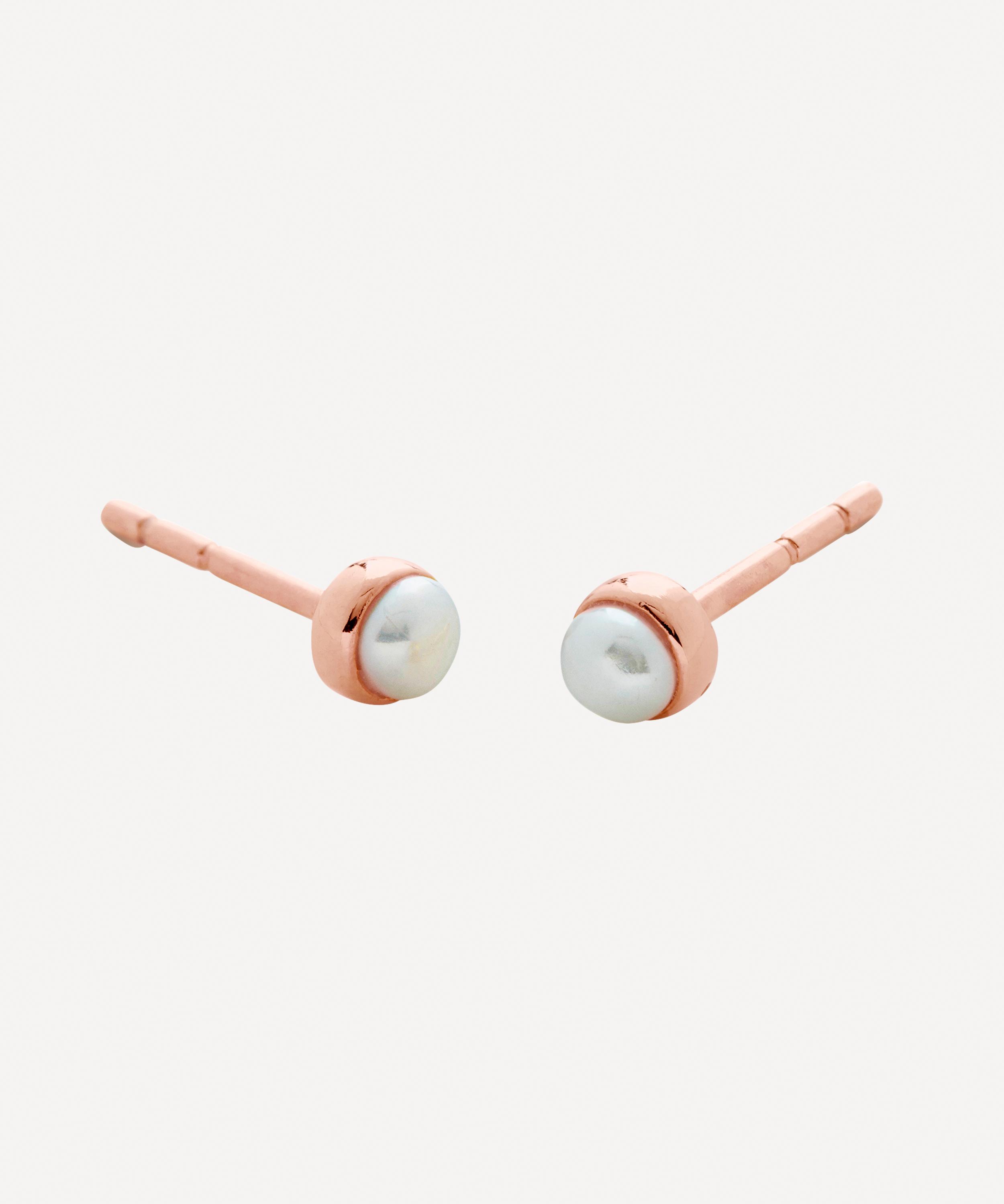 Monica Vinader - 18ct Rose Gold Plated Vermeil Silver Mini Pearl Stud Earrings image number 0