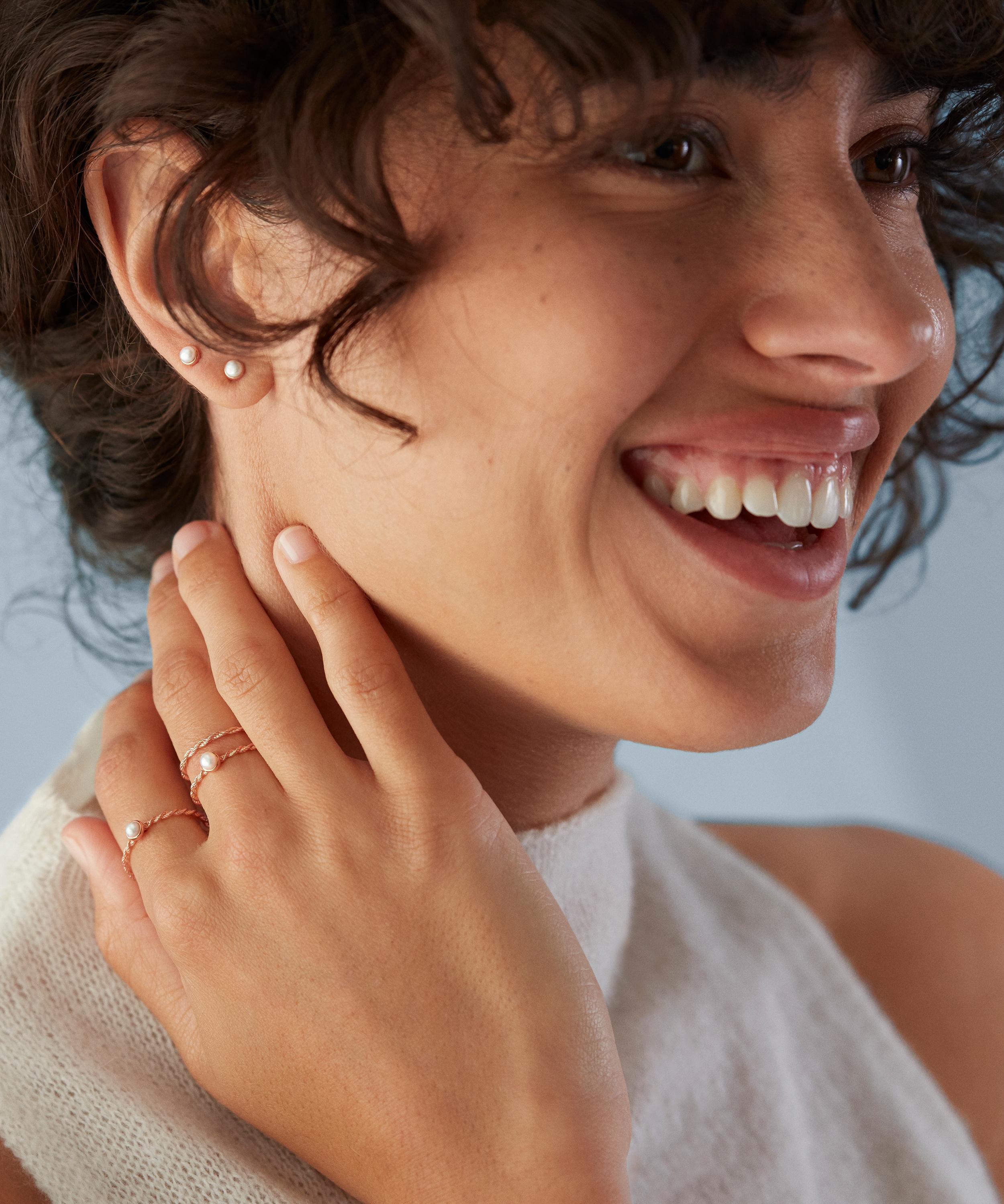 Monica Vinader - 18ct Rose Gold Plated Vermeil Silver Mini Pearl Stud Earrings image number 2