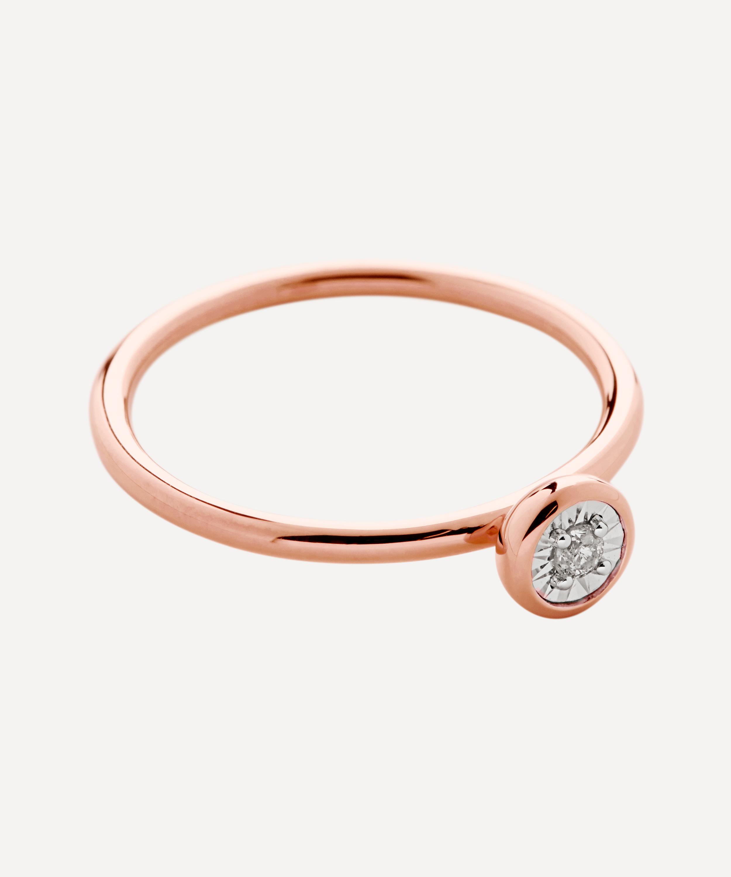 Monica Vinader - 18ct Rose Gold Plated Vermeil Silver Diamond Essential Ring image number 0