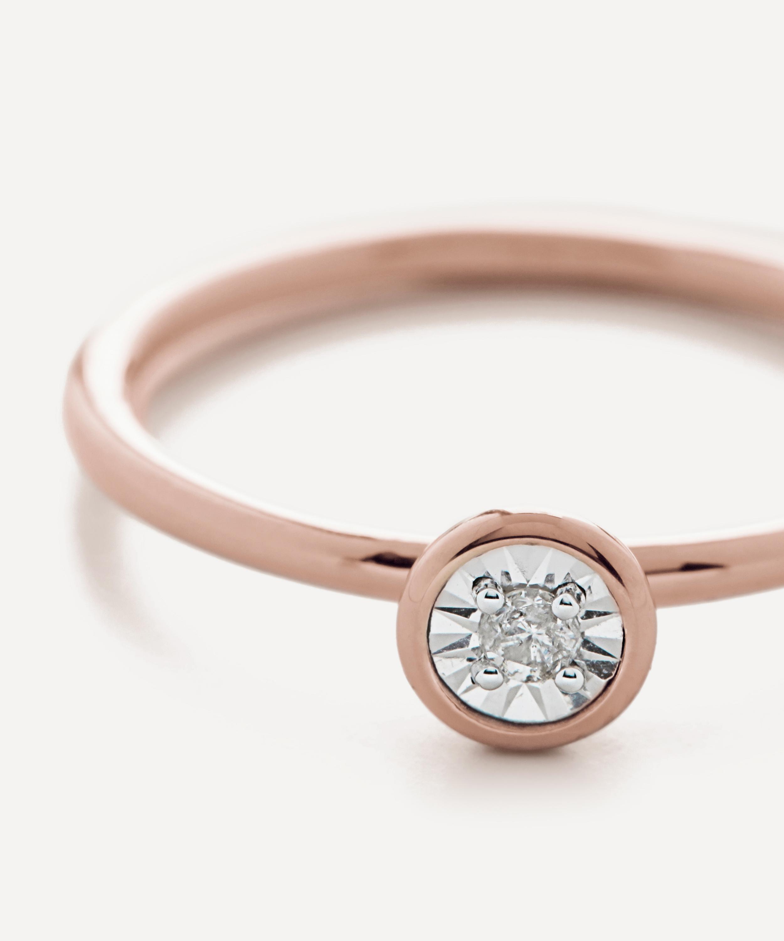 Monica Vinader - 18ct Rose Gold Plated Vermeil Silver Diamond Essential Ring image number 2