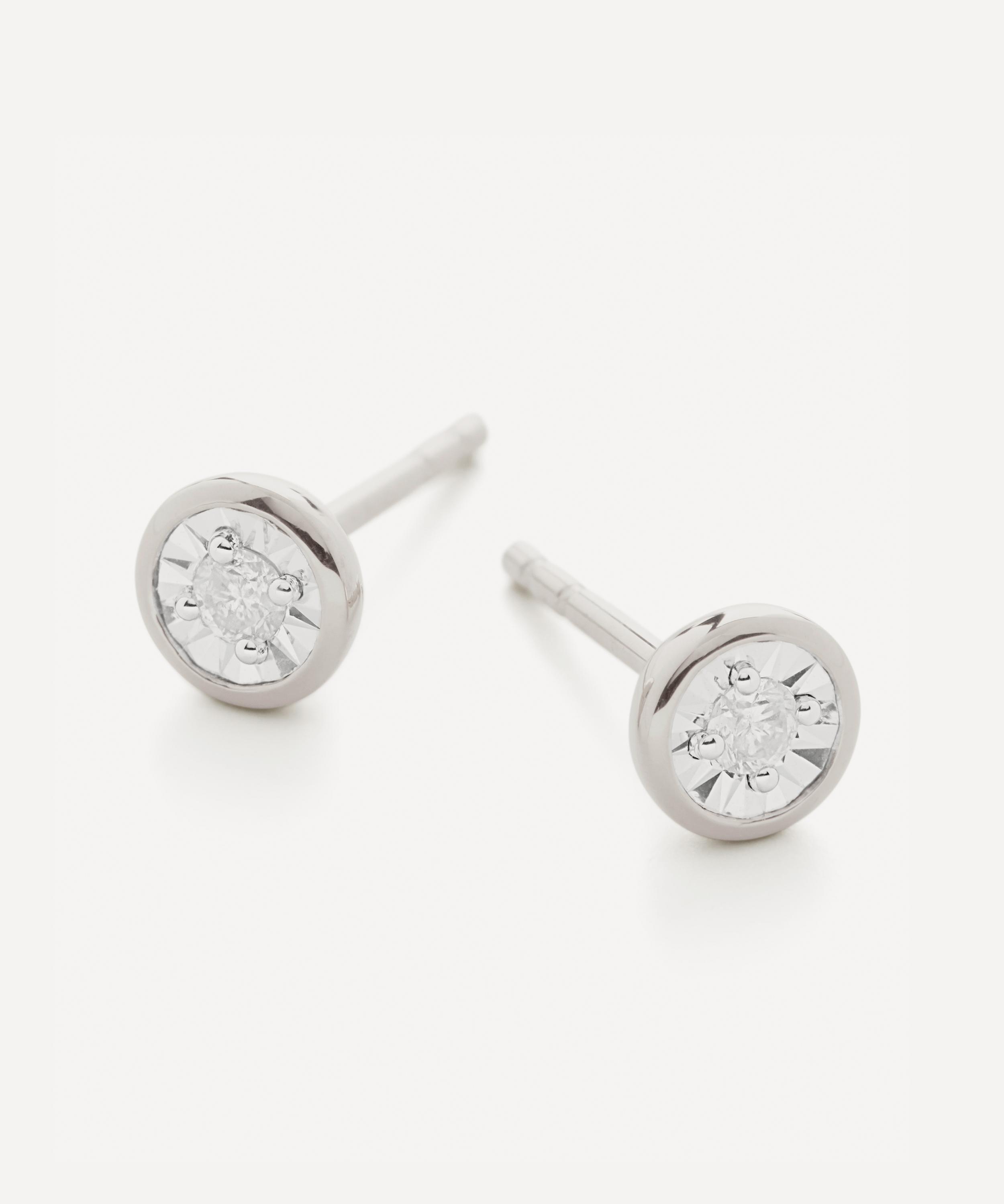 Monica Vinader - Silver Diamond Essential Stud Earrings image number 0