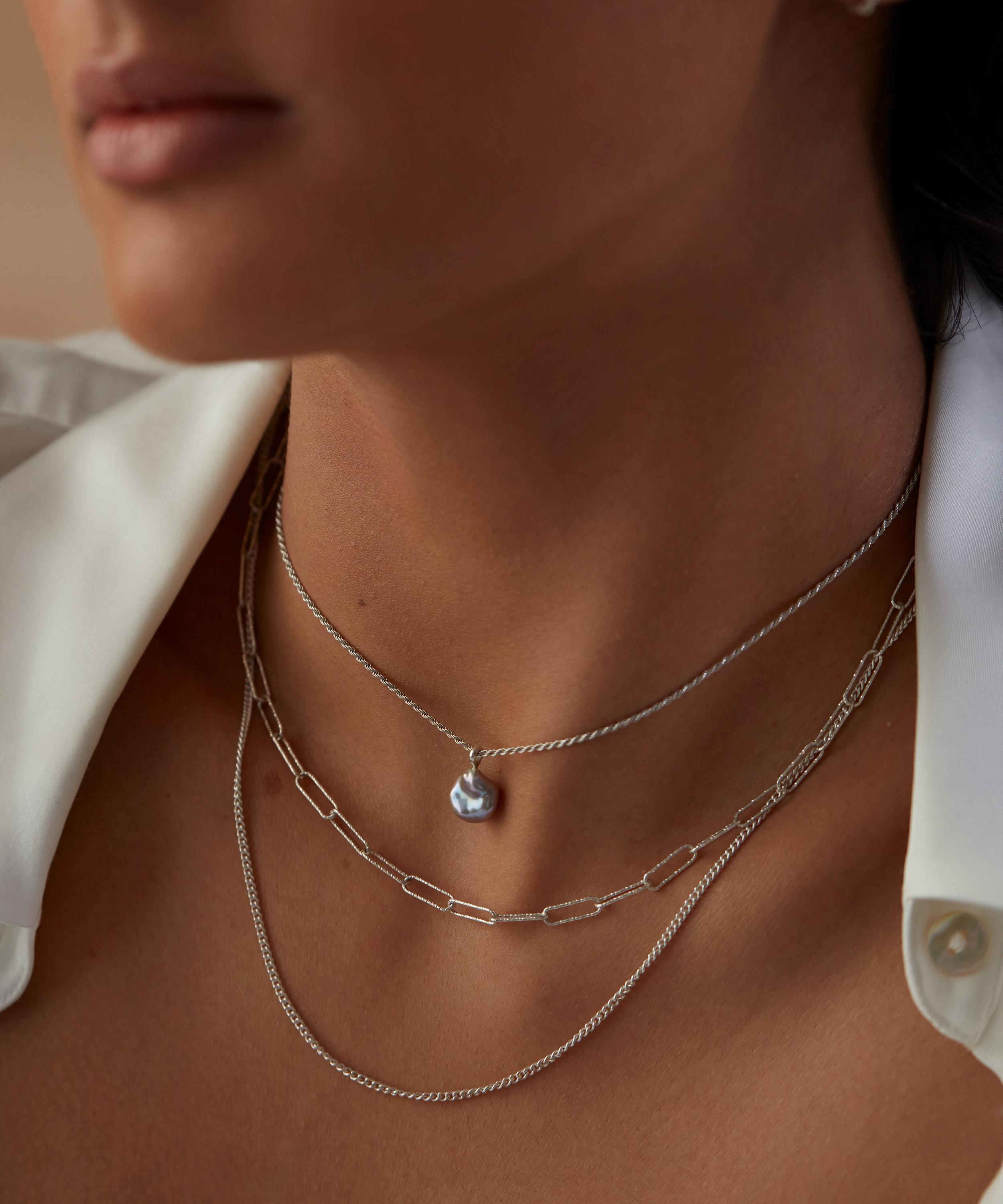 Monica Vinader - Silver Nura Tiny Keshi Pearl Pendant Necklace image number 3