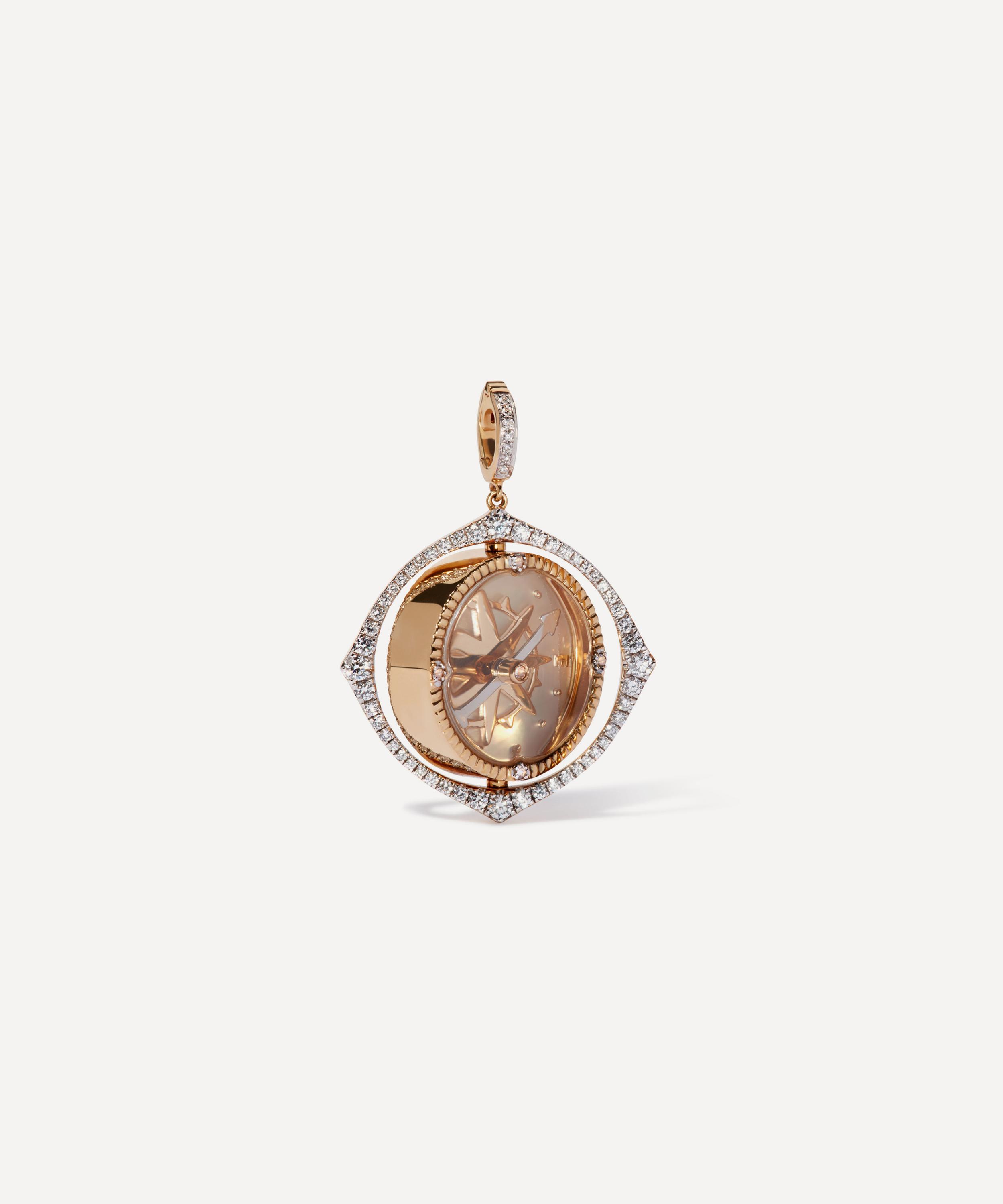 Annoushka - 18ct Gold Mythology Diamond Spinning Compass Charm image number 2