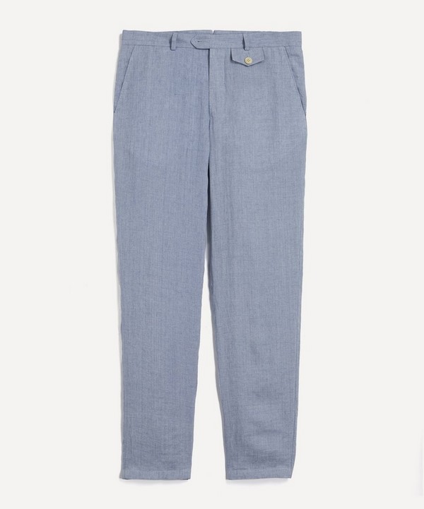 Oliver Spencer - Bove Sky Blue Fishtail Trousers image number null