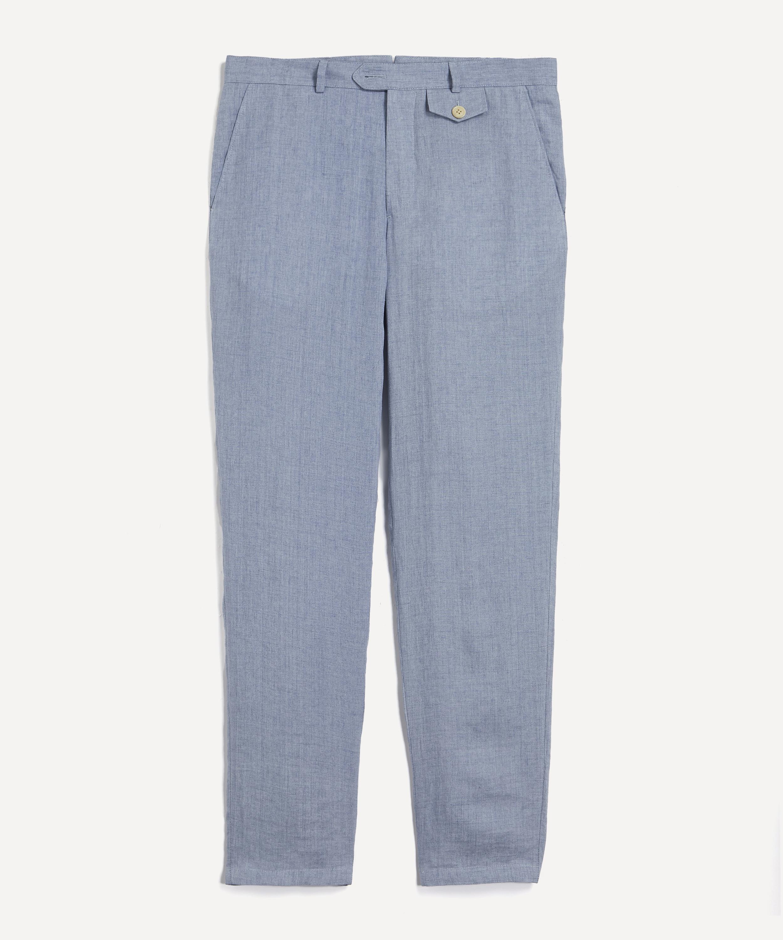 Oliver Spencer - Bove Sky Blue Fishtail Trousers image number 0