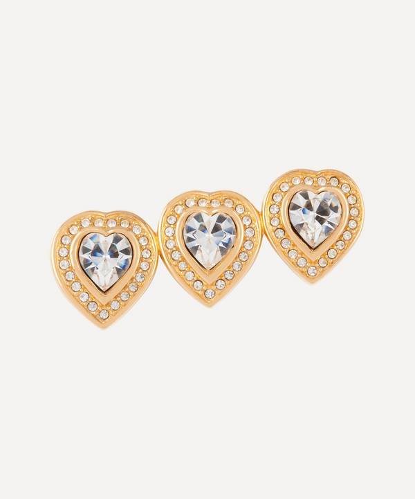Susan Caplan Vintage - Gold-Plated 1990s Swarovski Crystal Heart Brooch