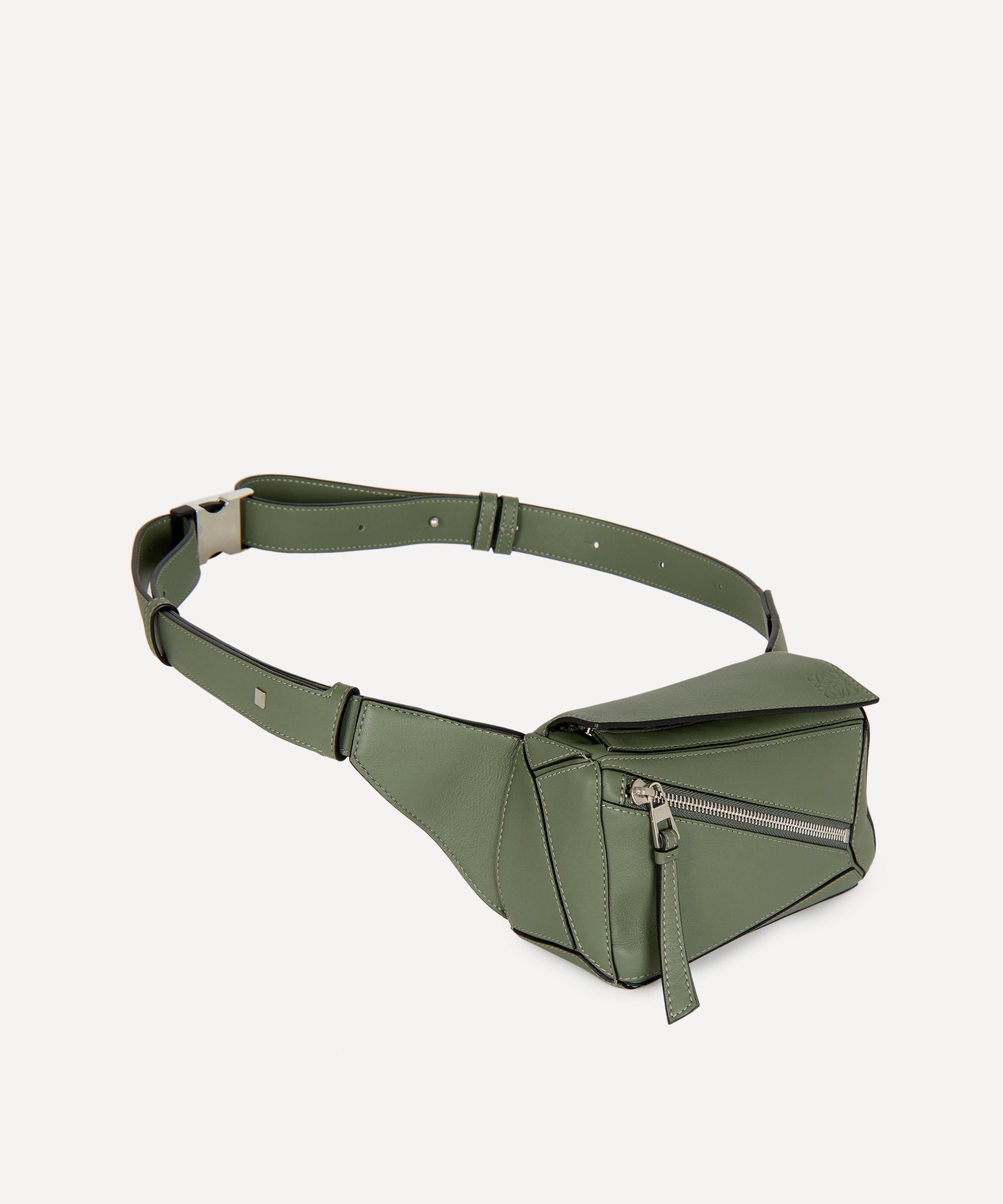 Puzzle Small Leather Belt Bag in Green - Loewe