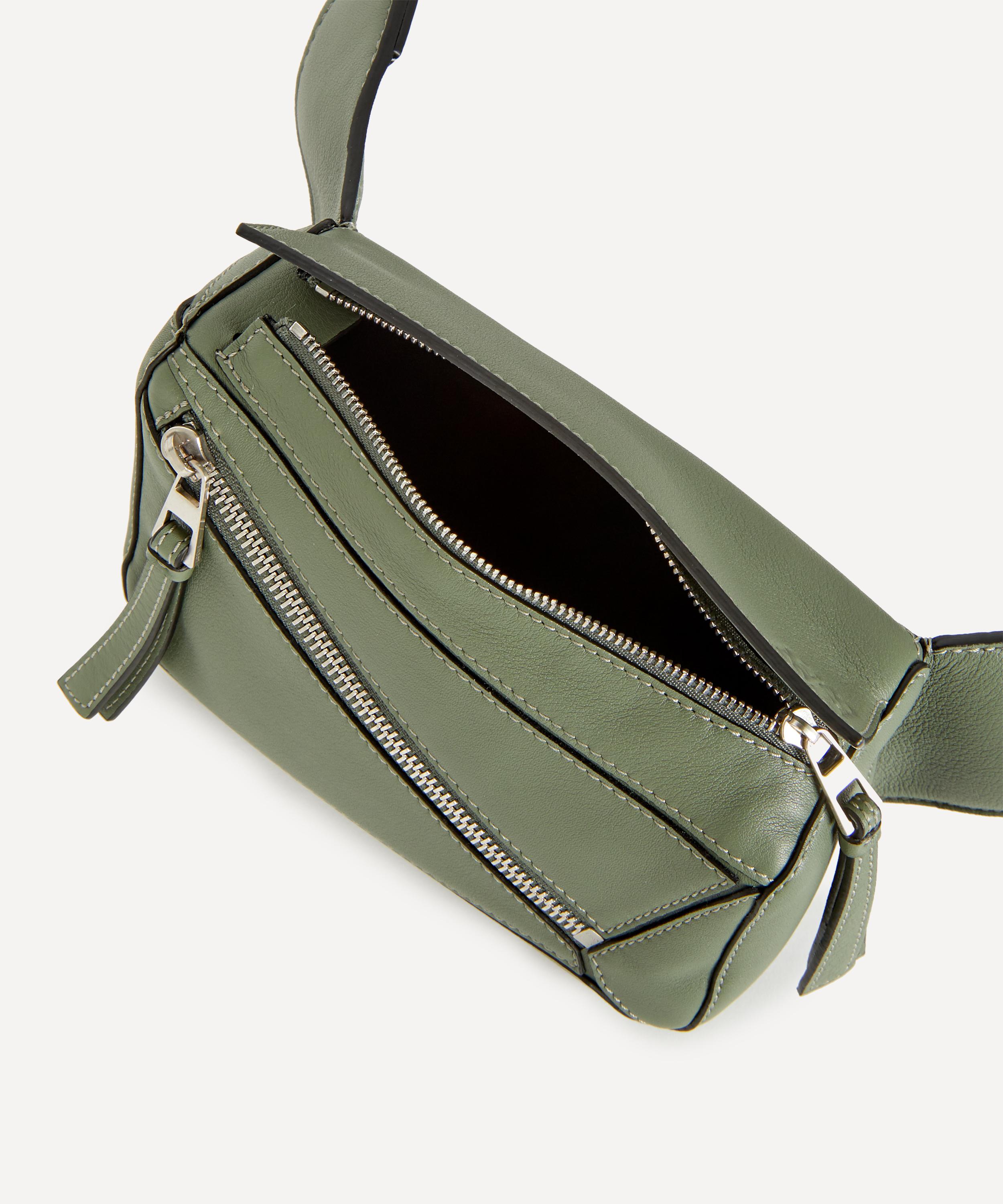 LOEWE Puzzle Bumbag In Classic Calfskin Mini Khaki Green