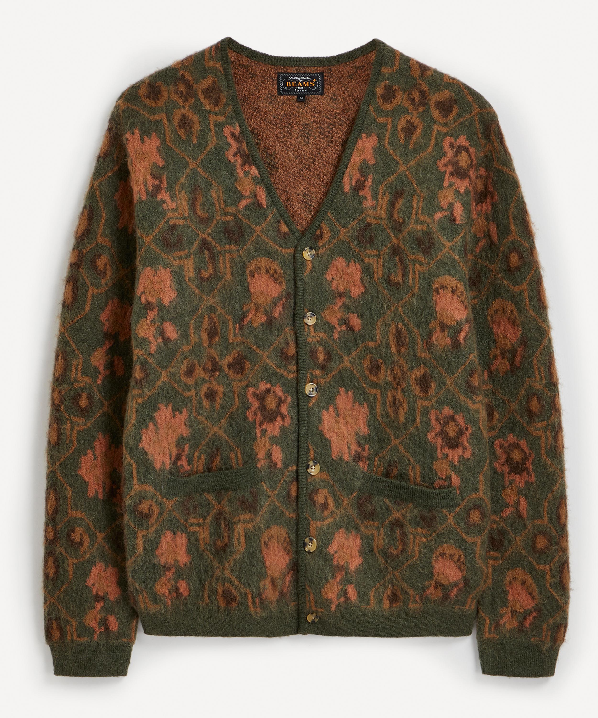 Beams Plus Floral Print Jacquard Cardigan