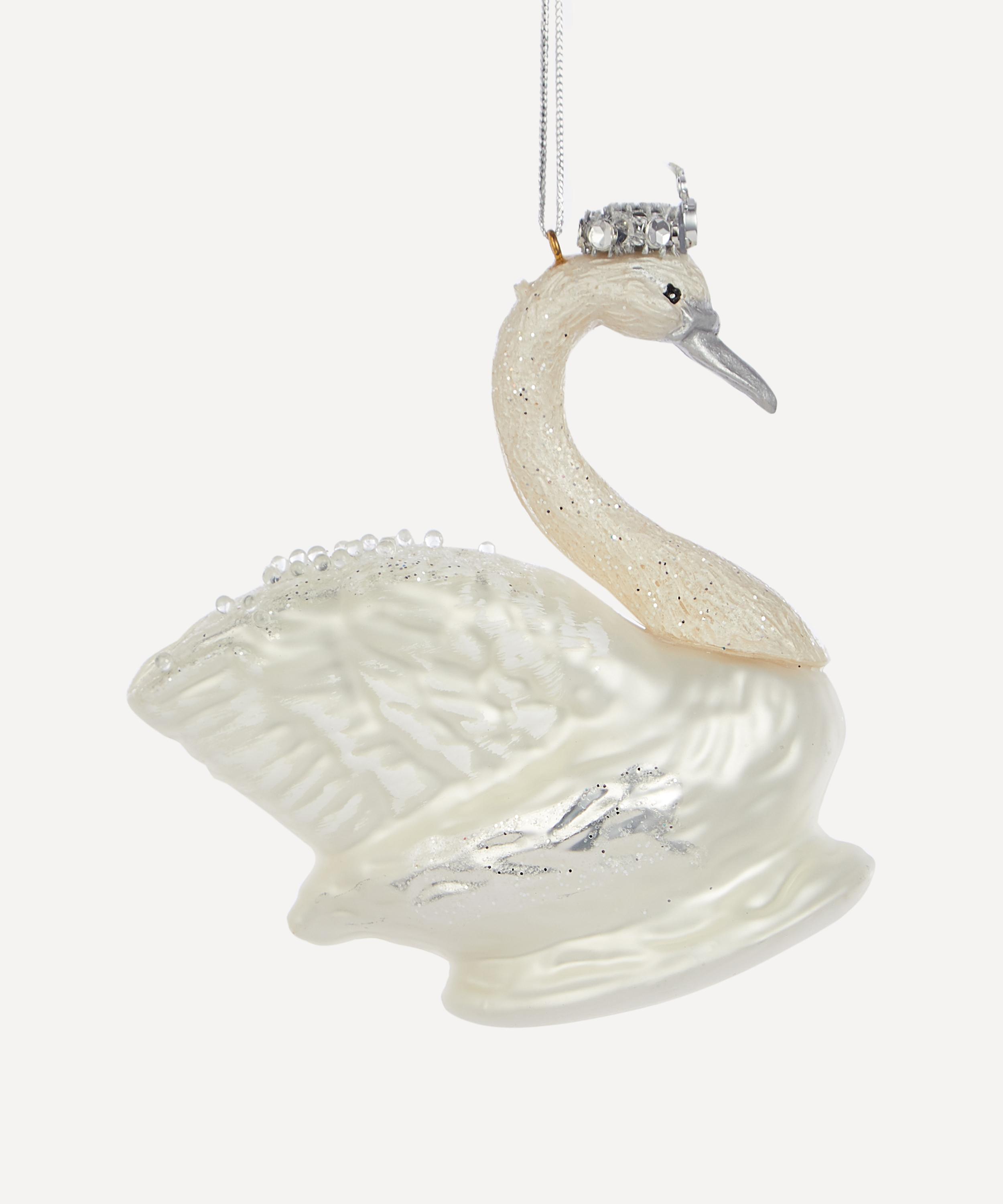 Christmas White Swan Glass Tree Ornament